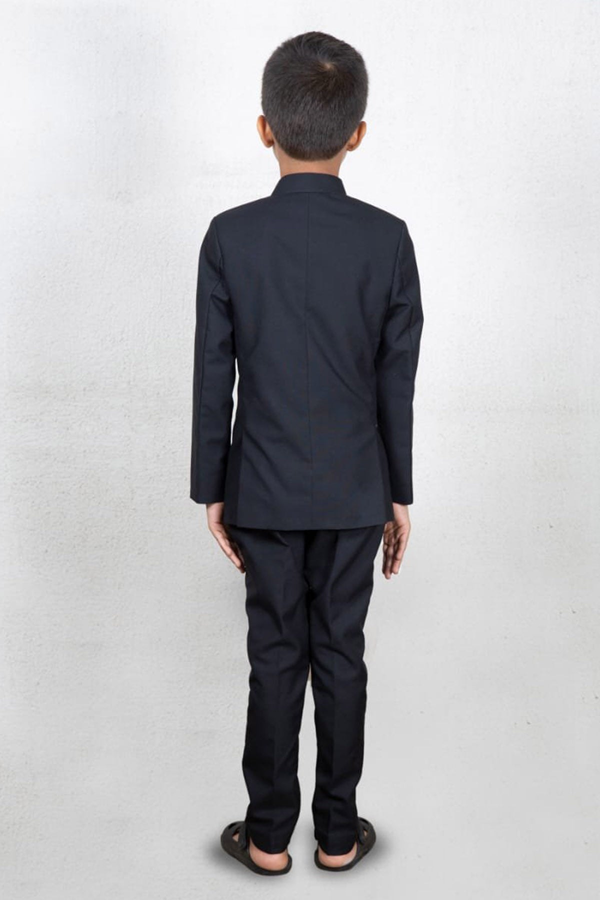 Bird Embroidered Black Suit