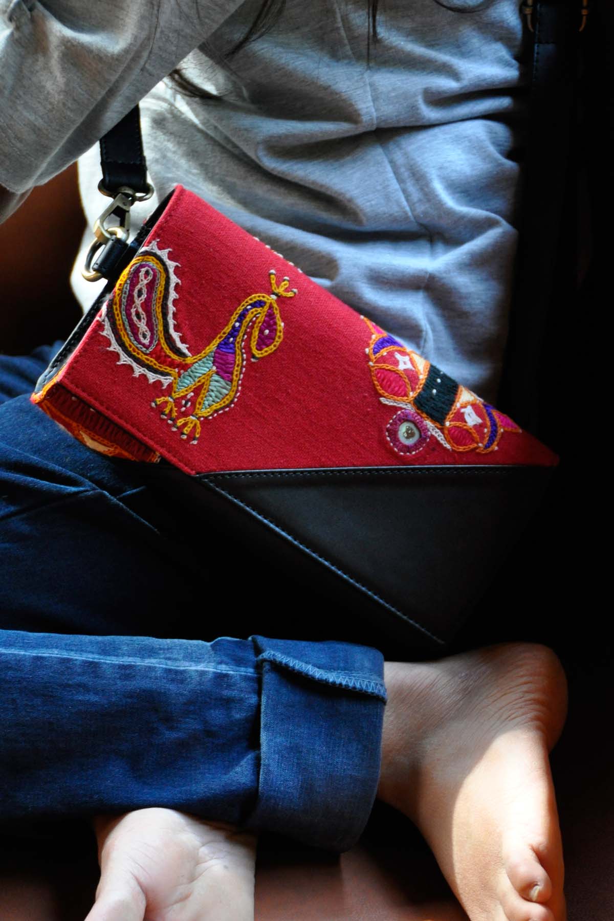 Bird Embroidered Sling Bag