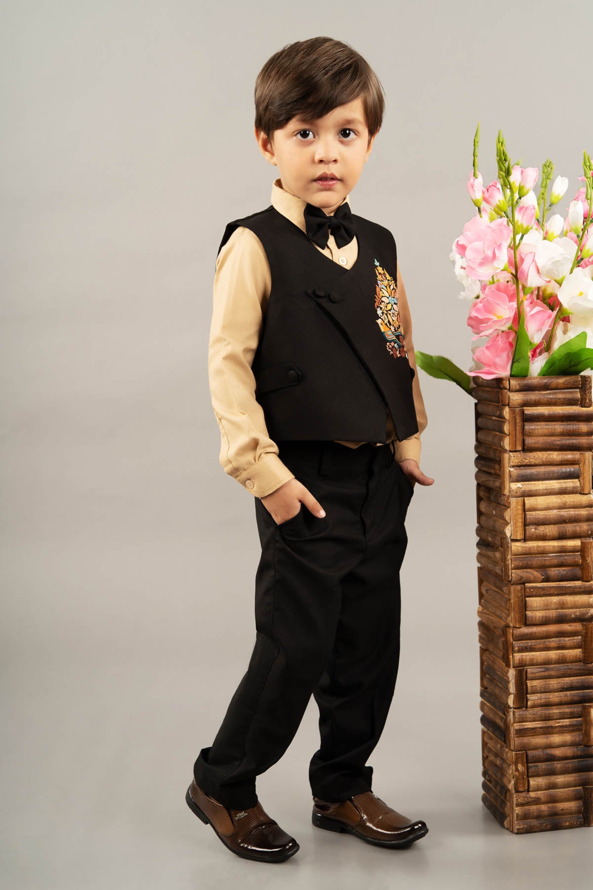 Bird Embroidered Waistcoat Set