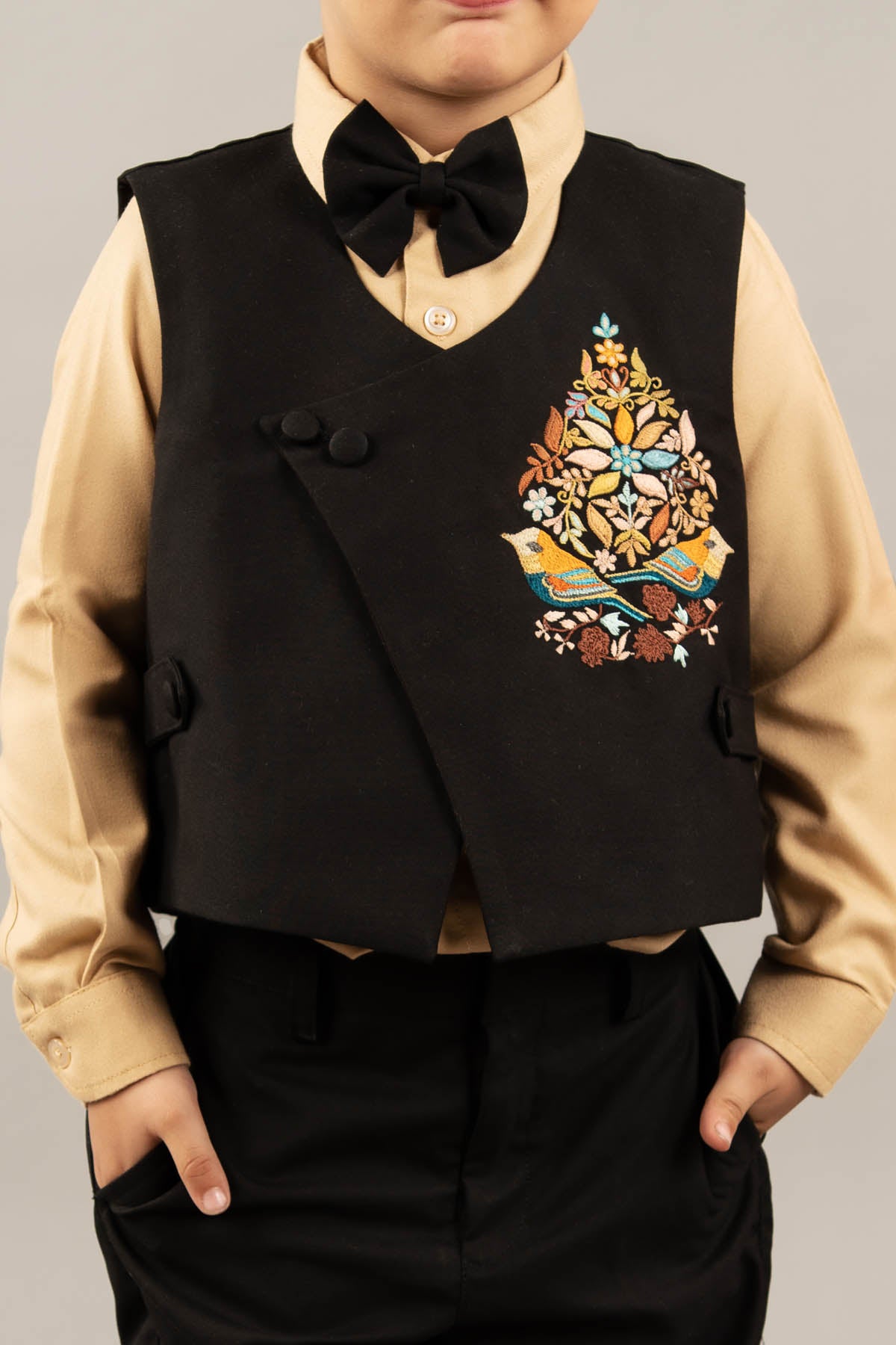 Bird Embroidered Waistcoat Set