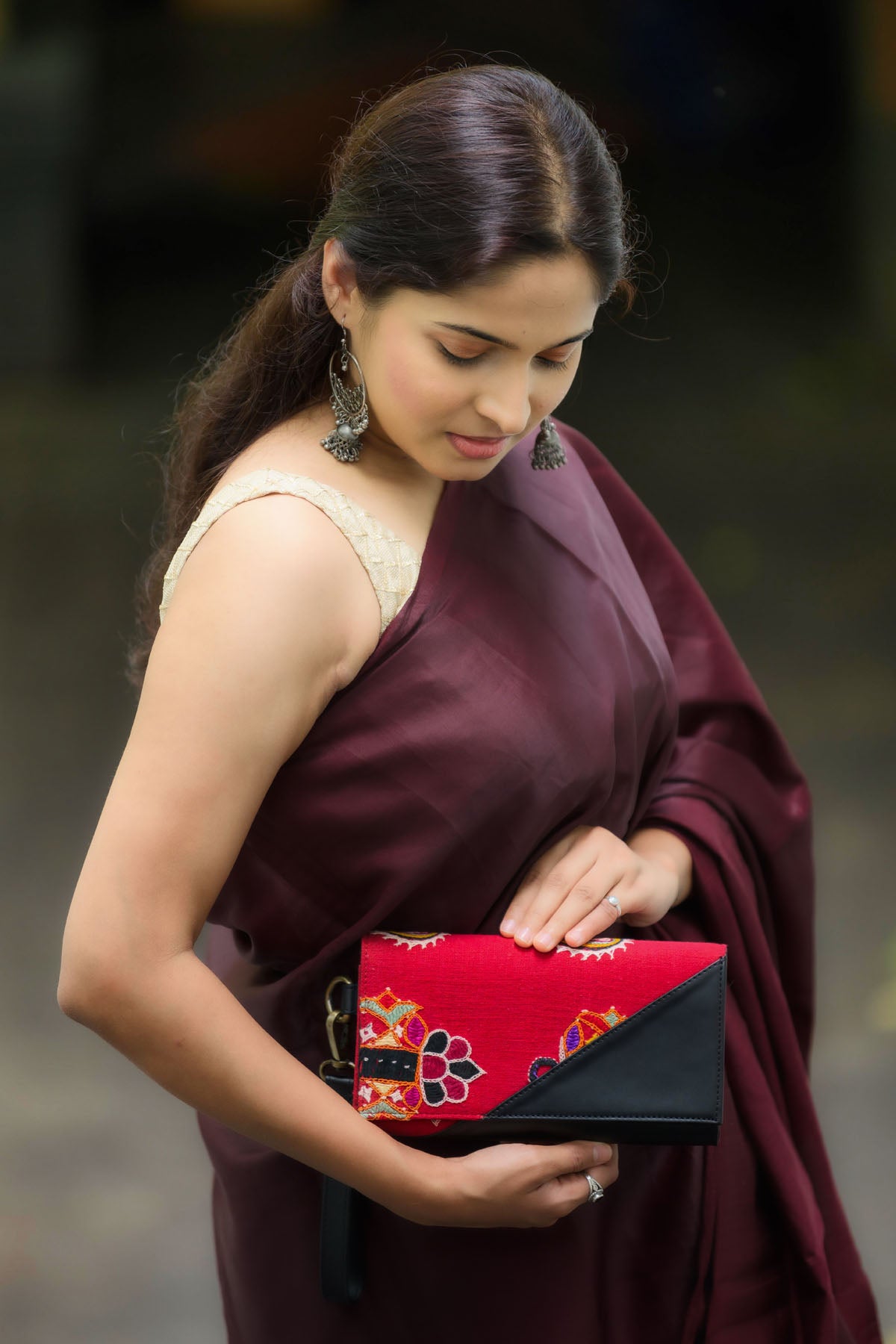 Bird Embroidered Wristlet Bag
