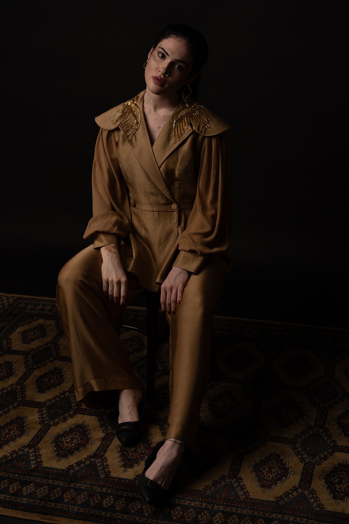 Birds Embroidered Jacket Set