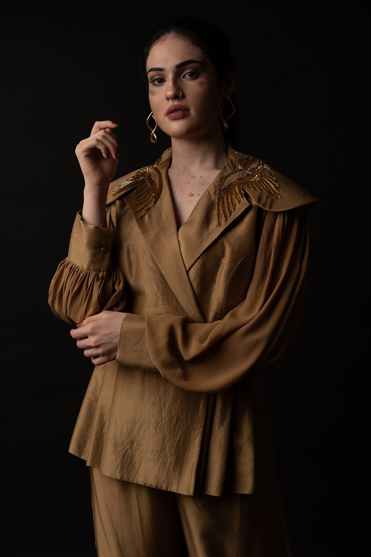 Birds Embroidered Jacket Set