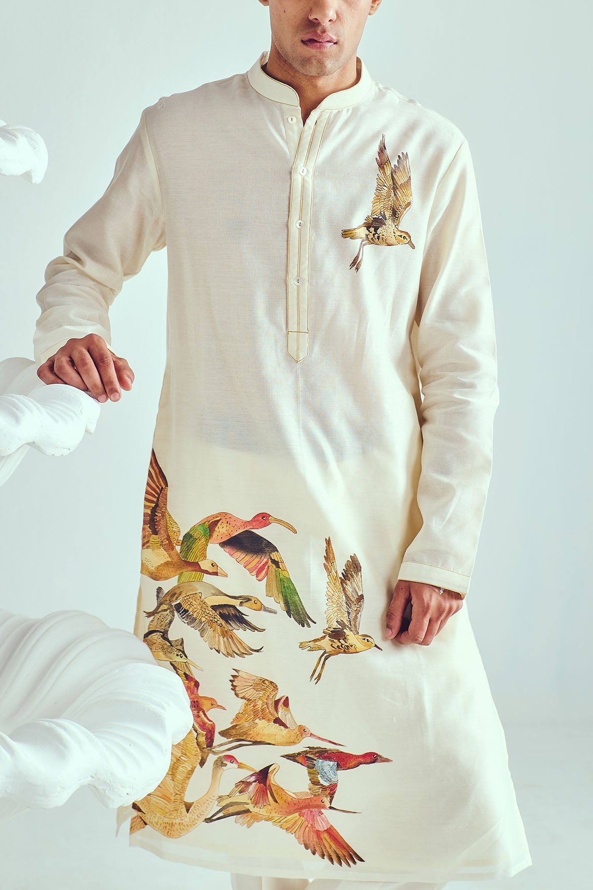 Birds Hand Painted Kurta Set