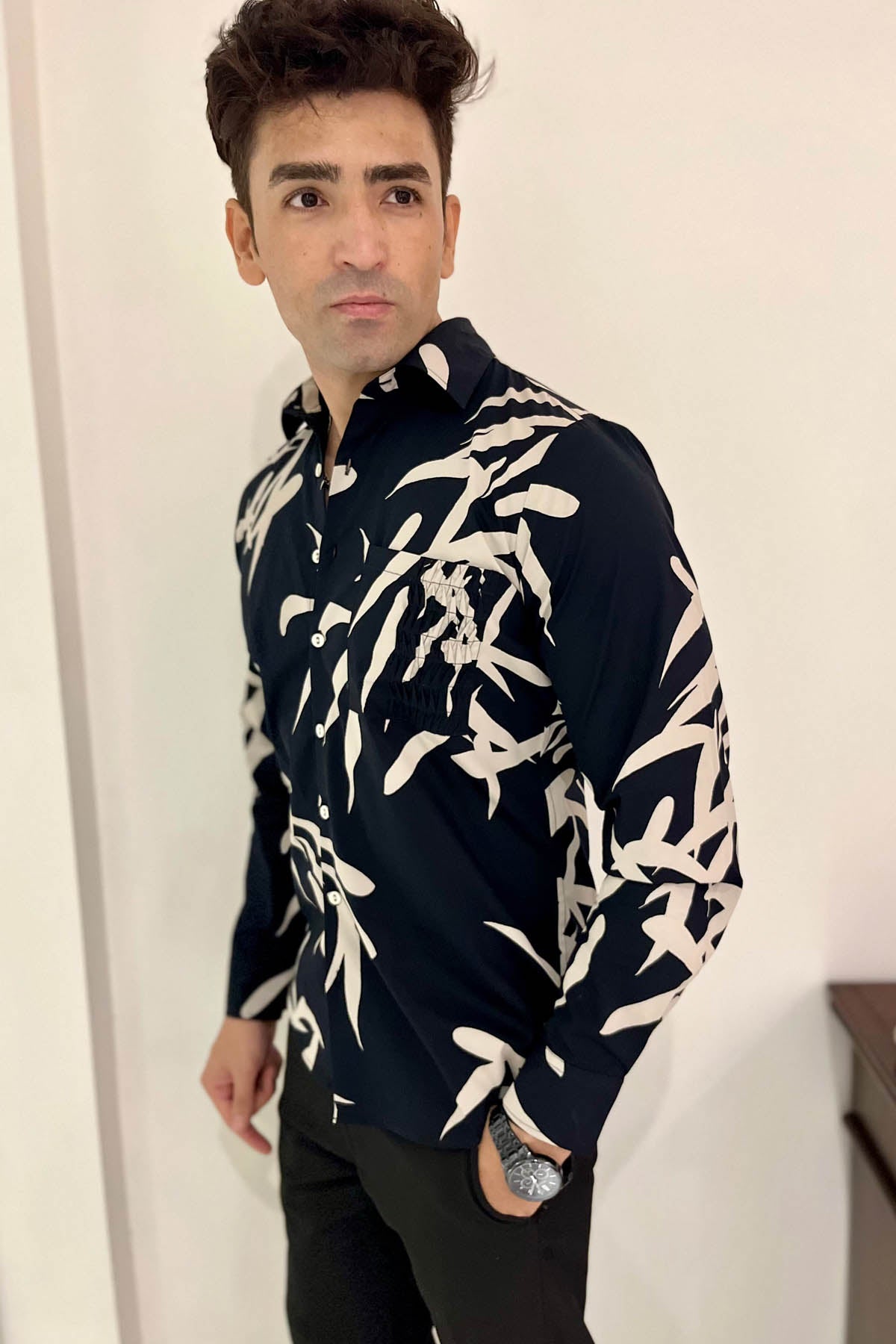 Black Abstract Print Shirt