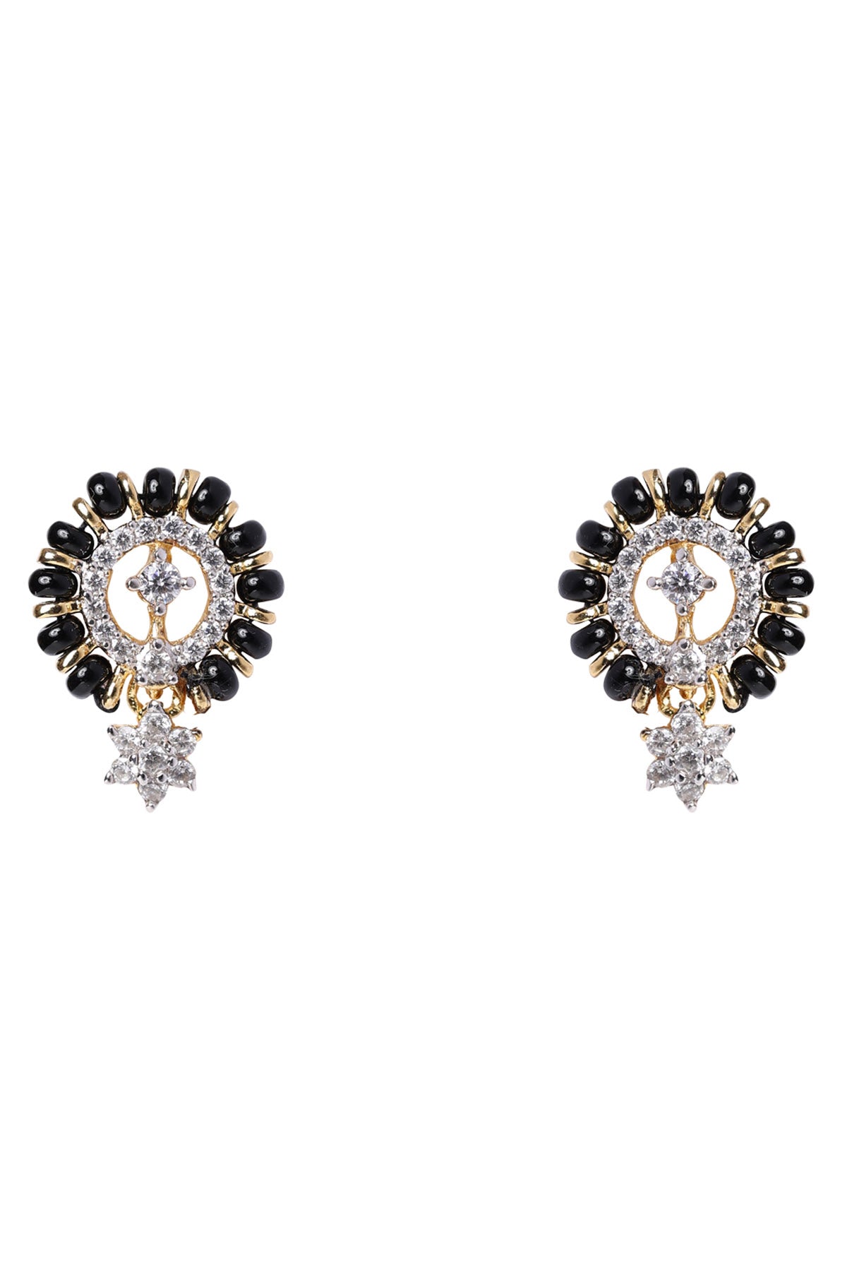 Black Beaded Zirconia Earrings