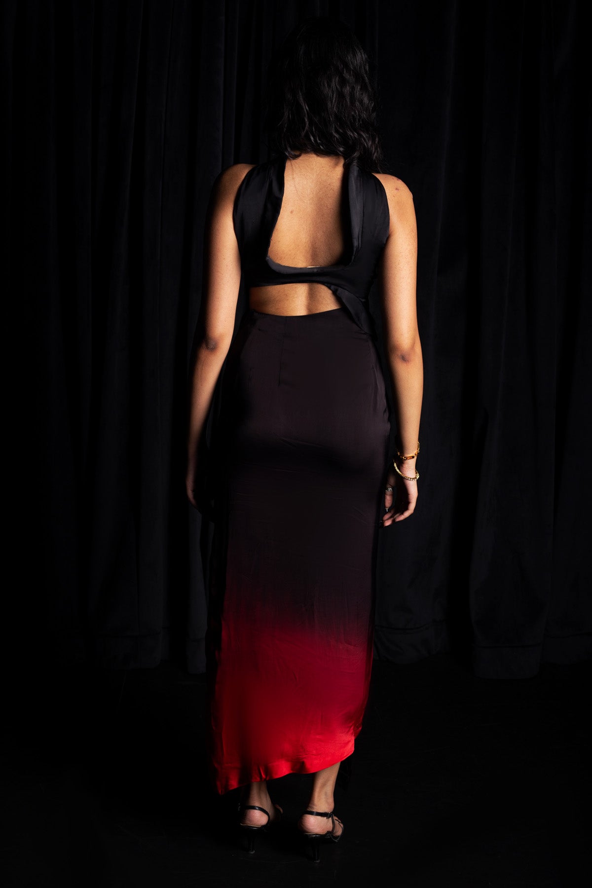 Black Bember Satin Halter Top