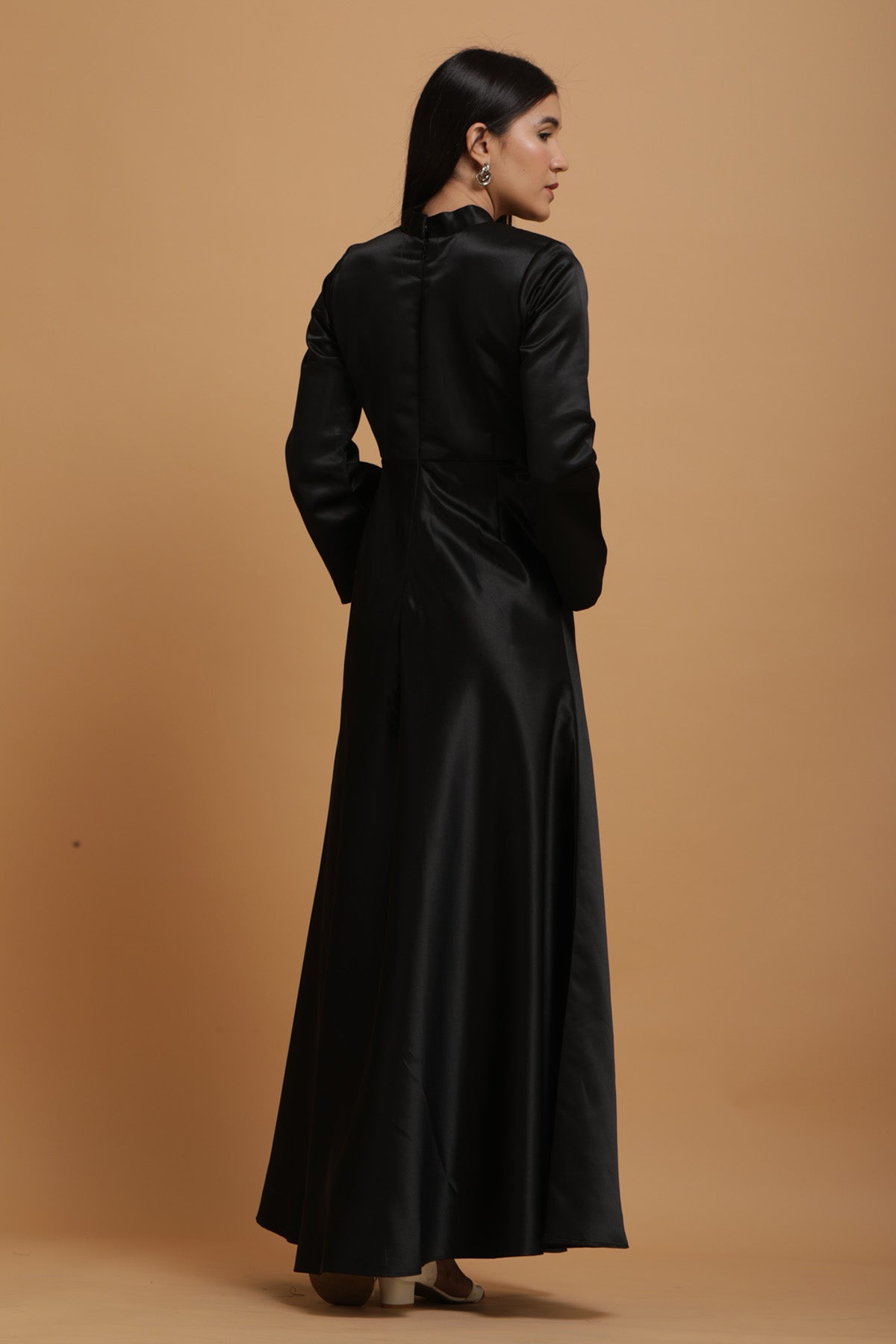 Black Bridal Satin Dress
