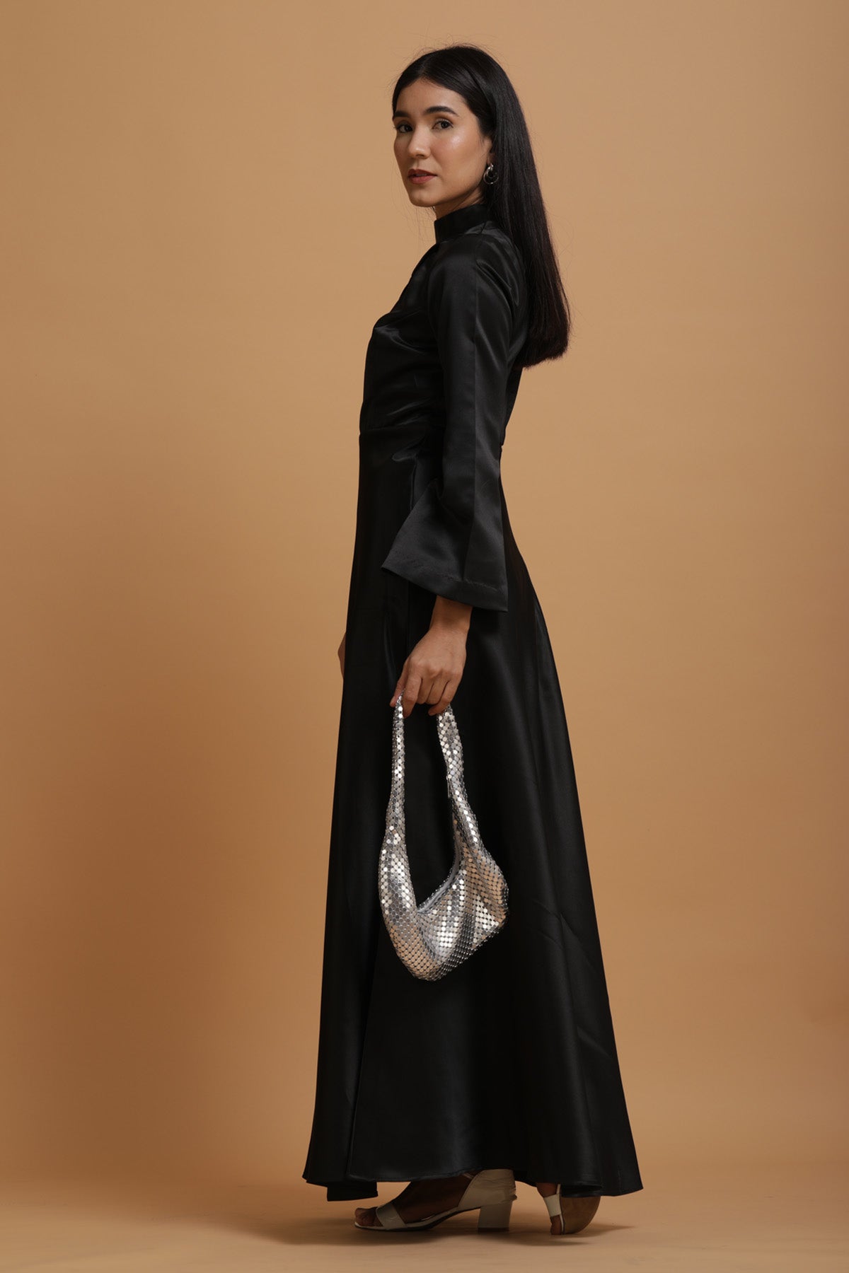 Black Bridal Satin Dress