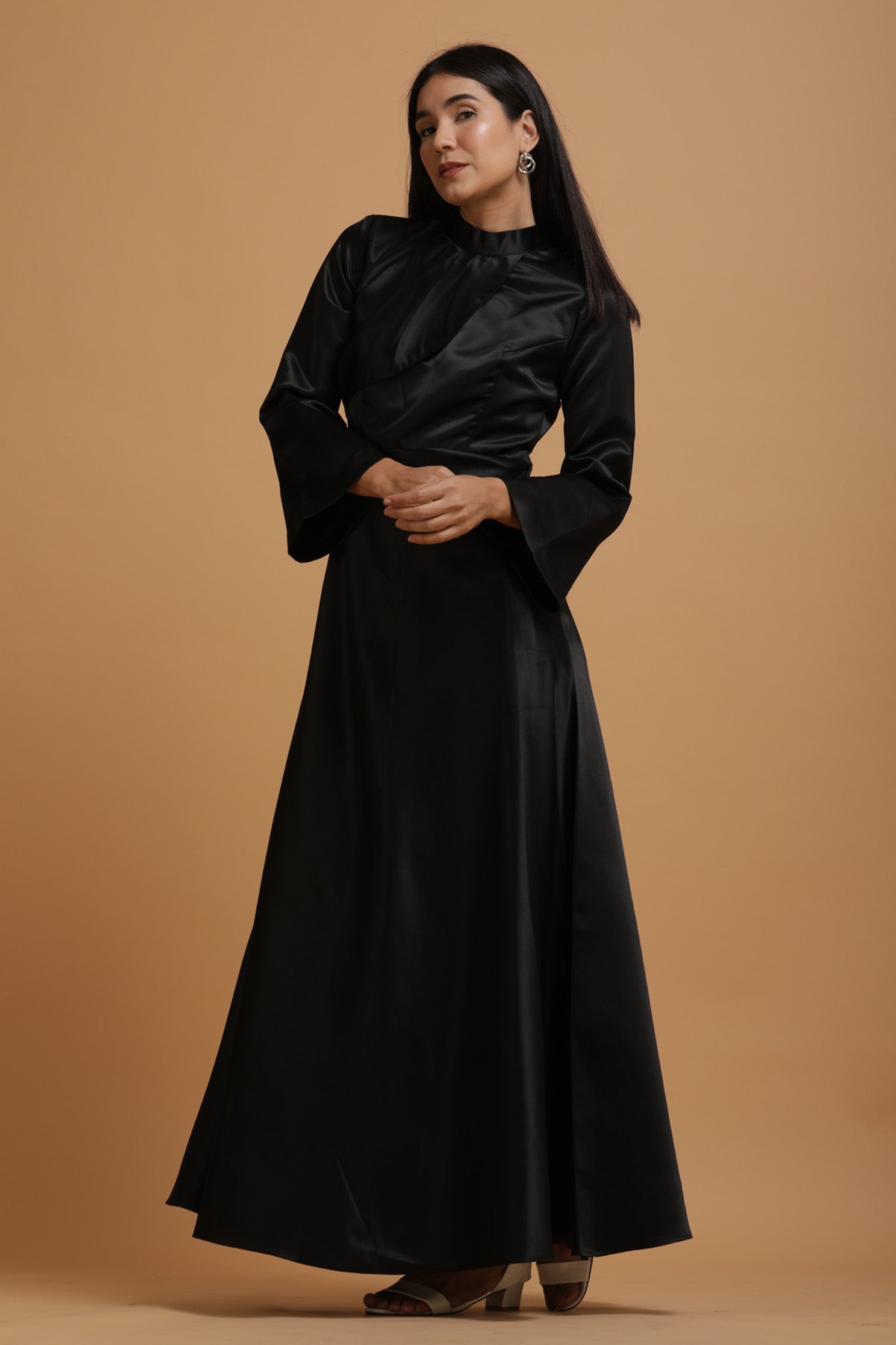 Black Bridal Satin Dress