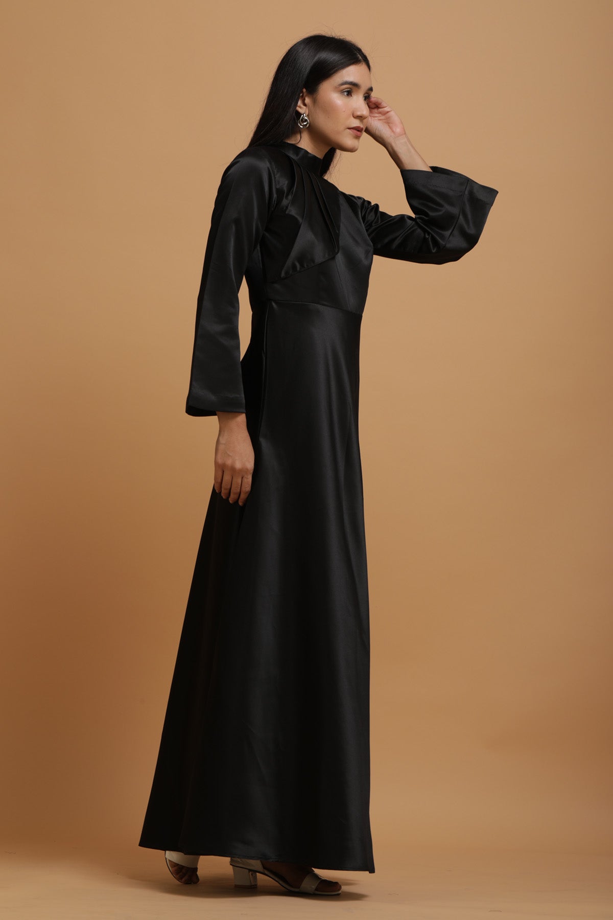 Black Bridal Satin Dress