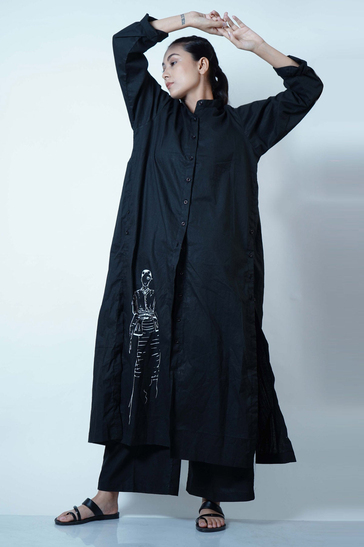 Black Shirt Style Tunic Set