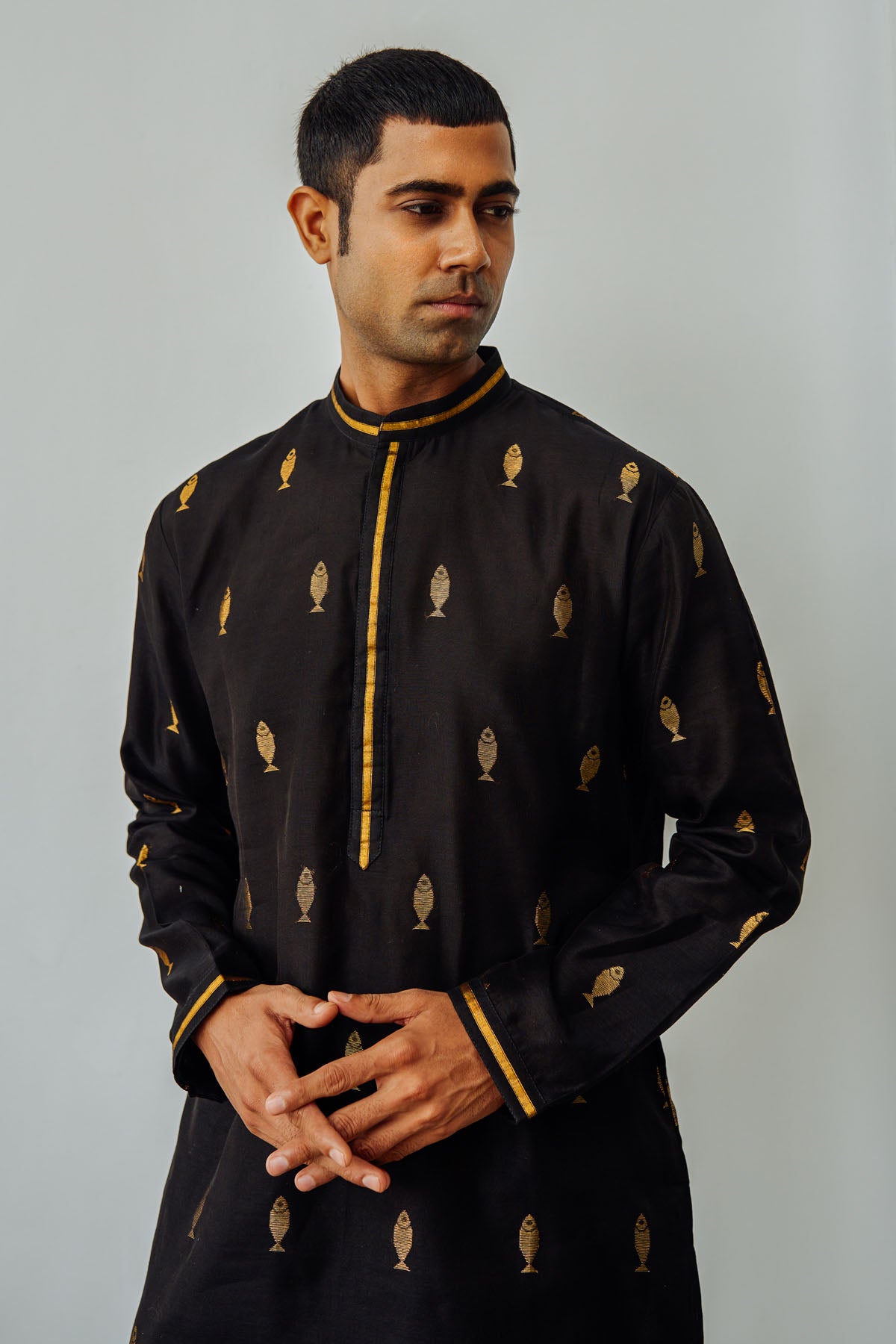 Black Chanderi Anchovies Kurta Set