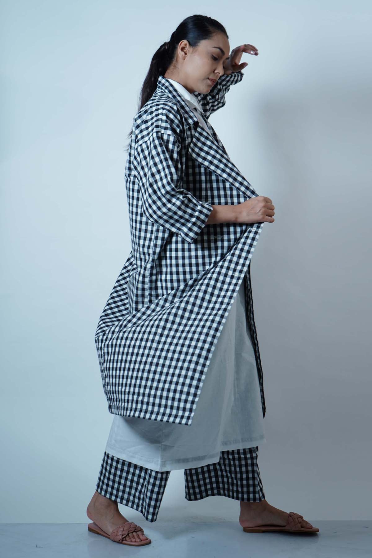 Black Checks Overlay Co-ord Set