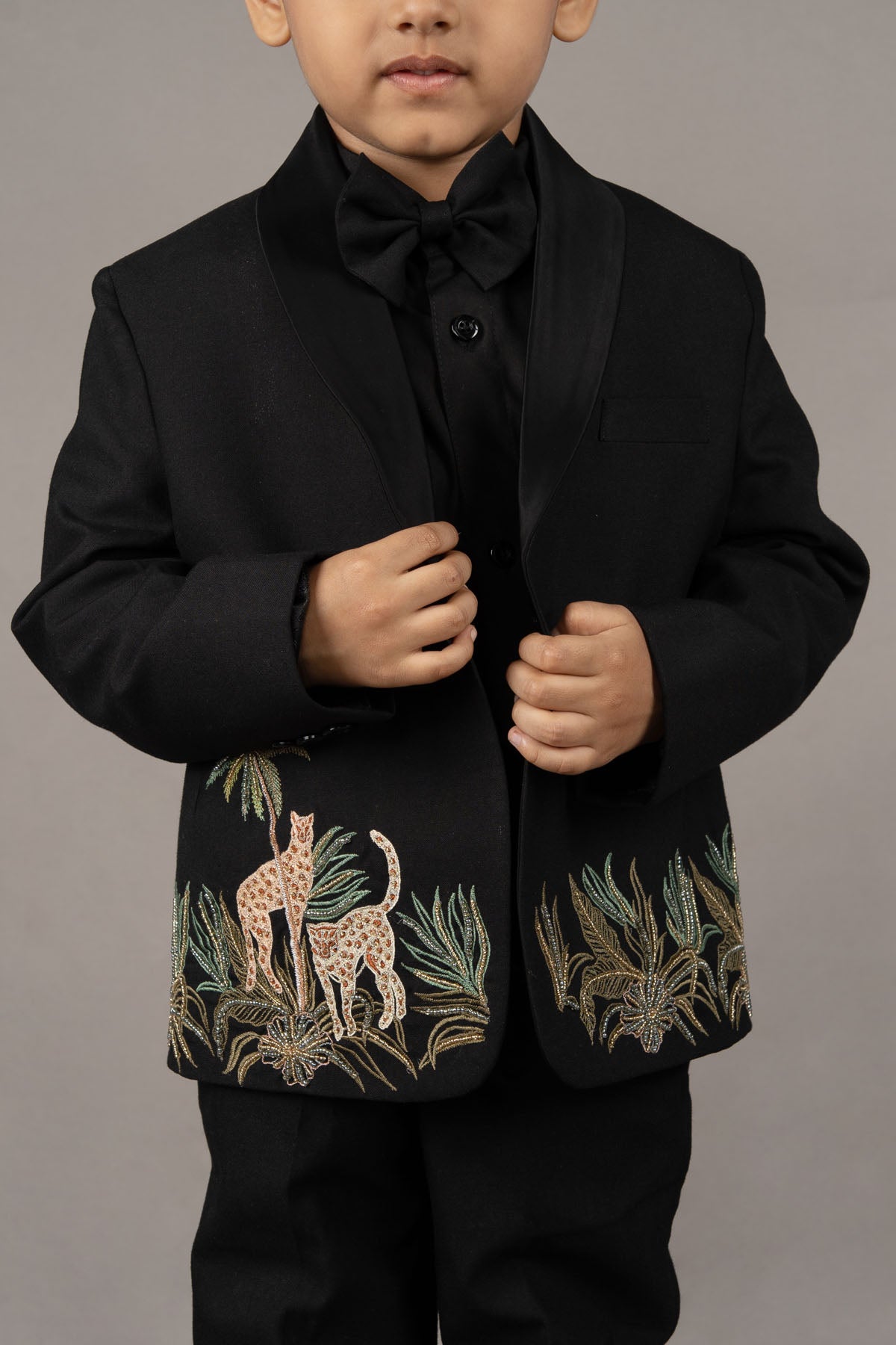 Black Cheetah Embroidered Suit