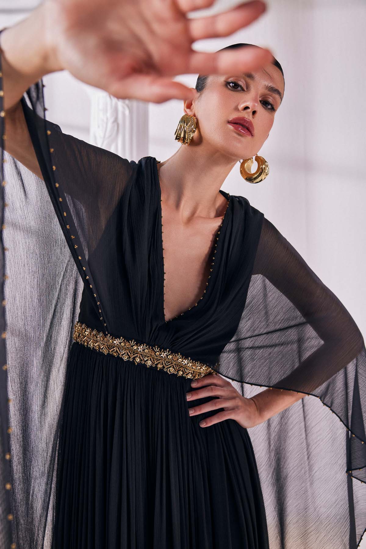 Black Chiffon Kaftan Dress