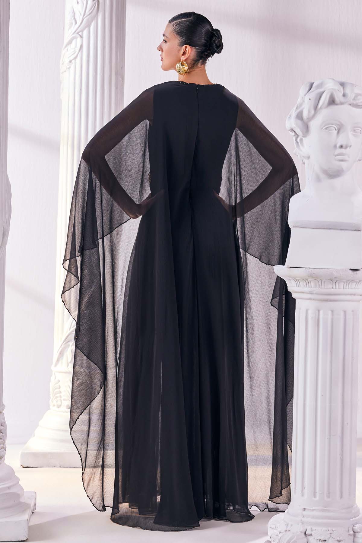 Black Chiffon Kaftan Dress