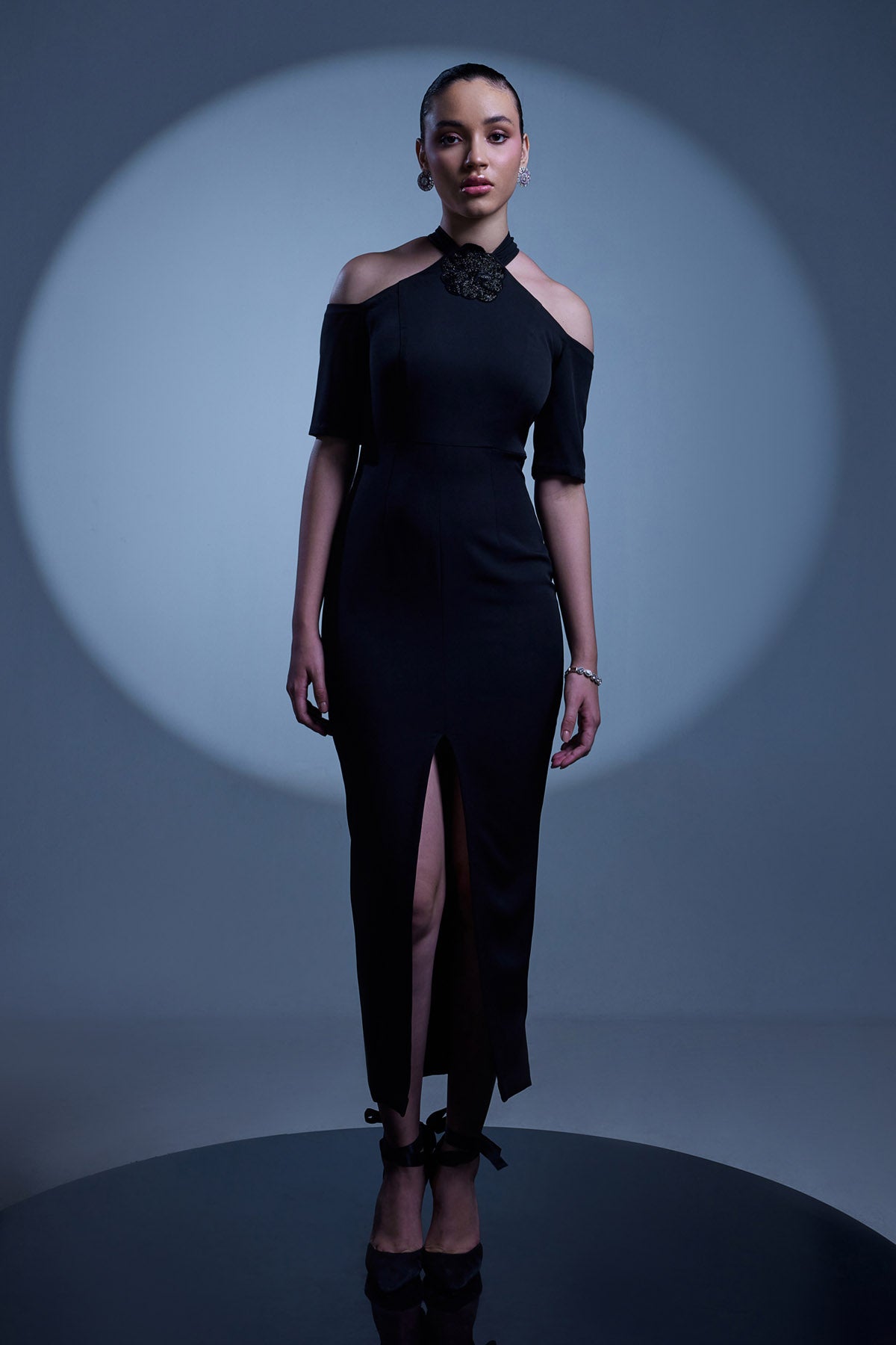 Black Cocktail High Slit Dress