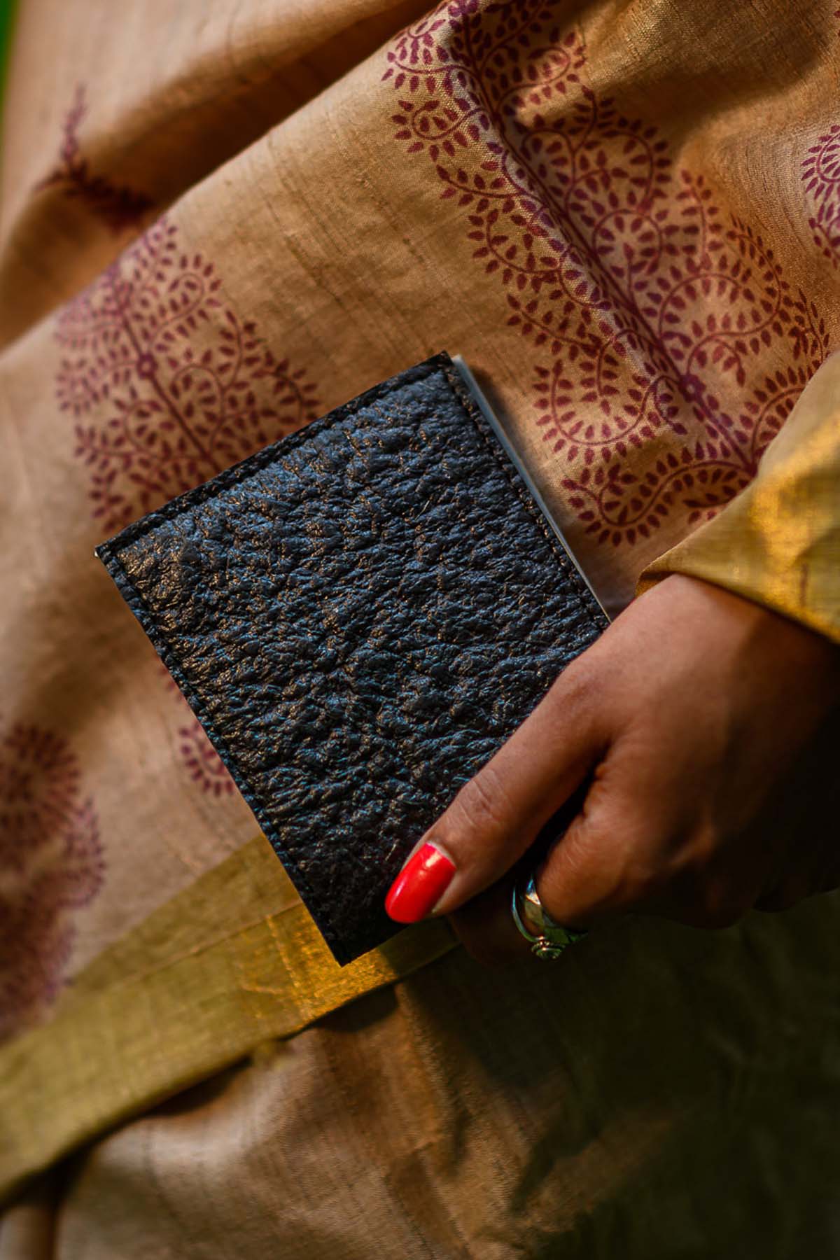 Black Coconut Leather Wallet