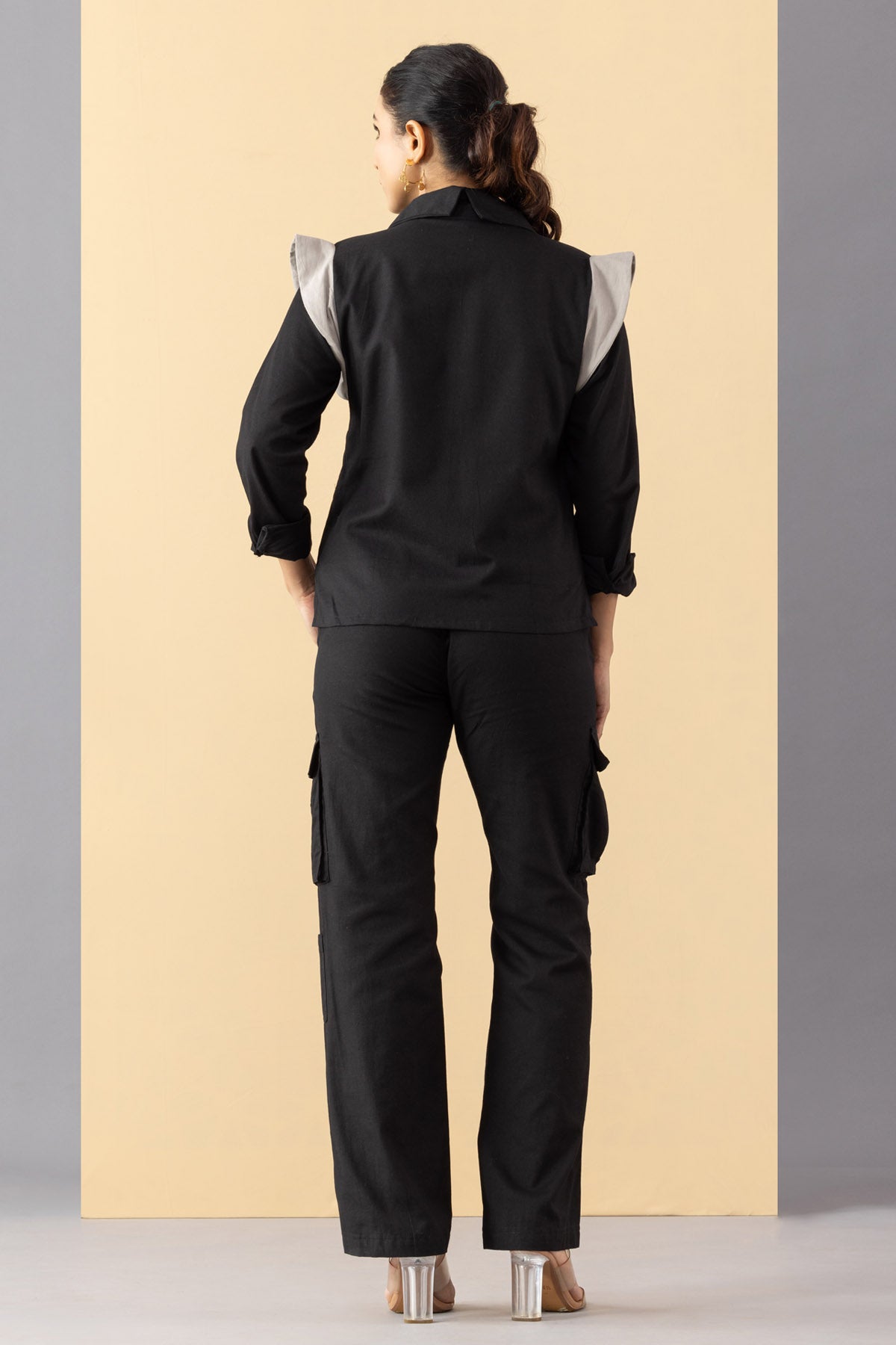 Black Cotton Cargo Pants