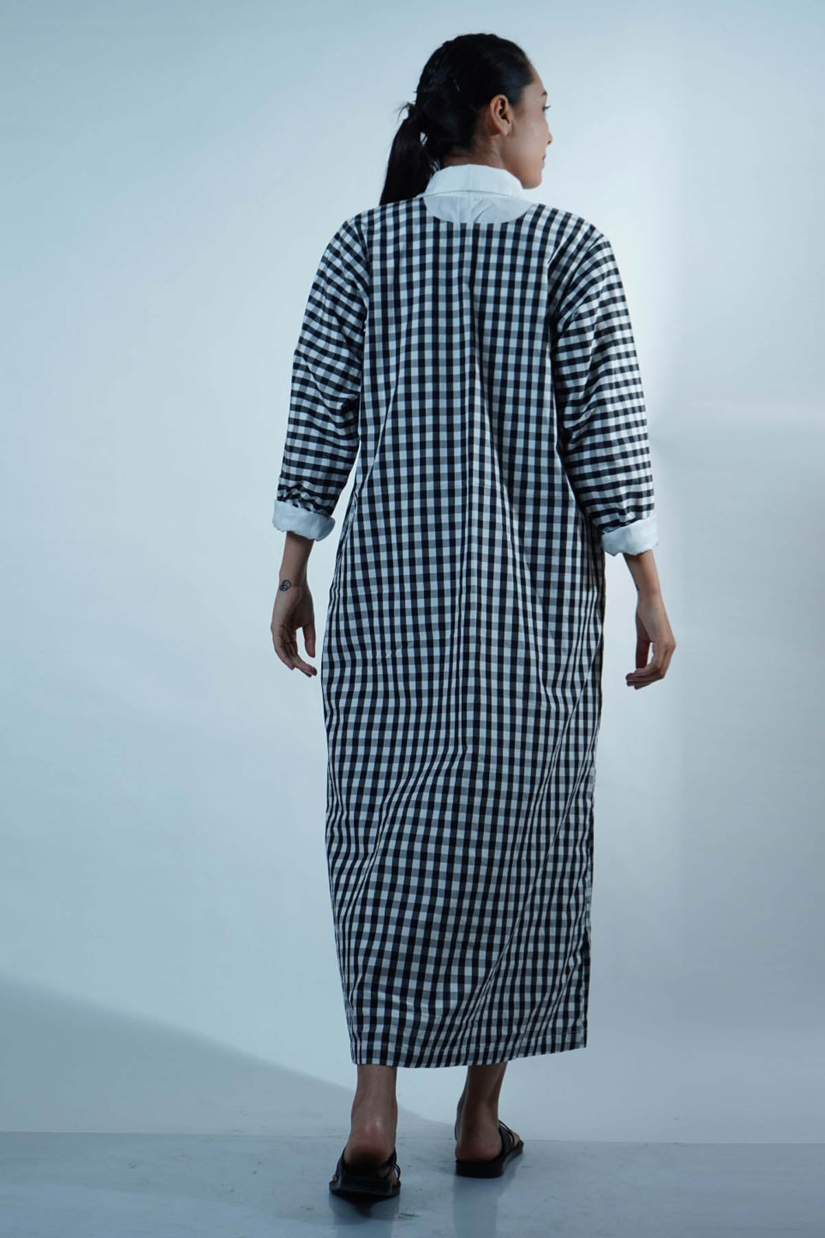 Black Cotton Checks Dress