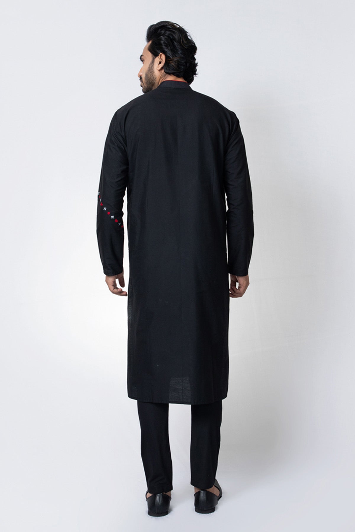 Black Cotton Silk Kurta Set