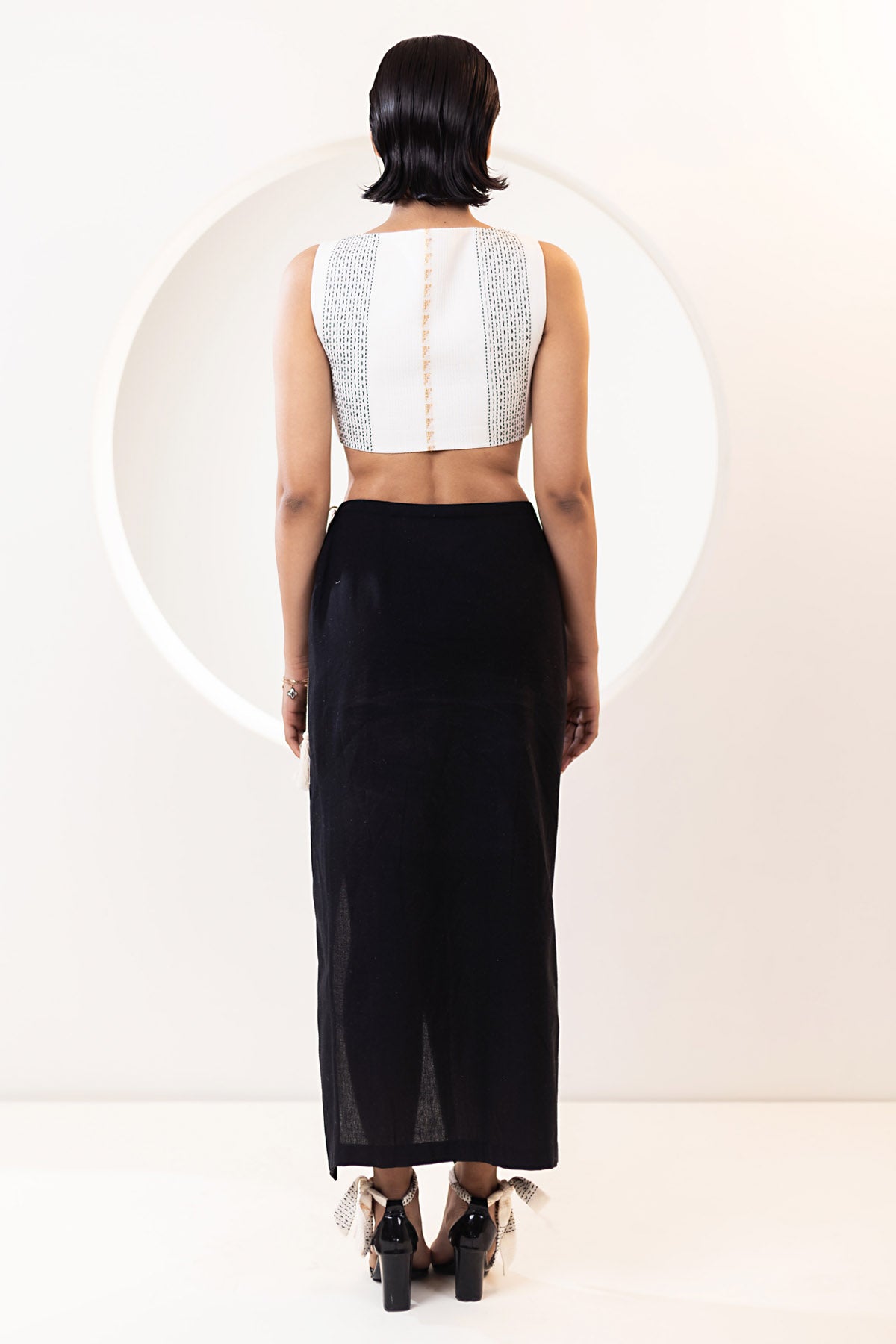 Black Cotton Wrap Over Skirt