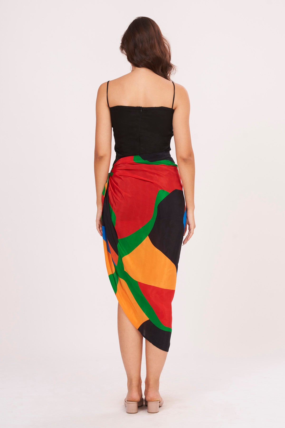 Black Dress & Sarong Skirt Set