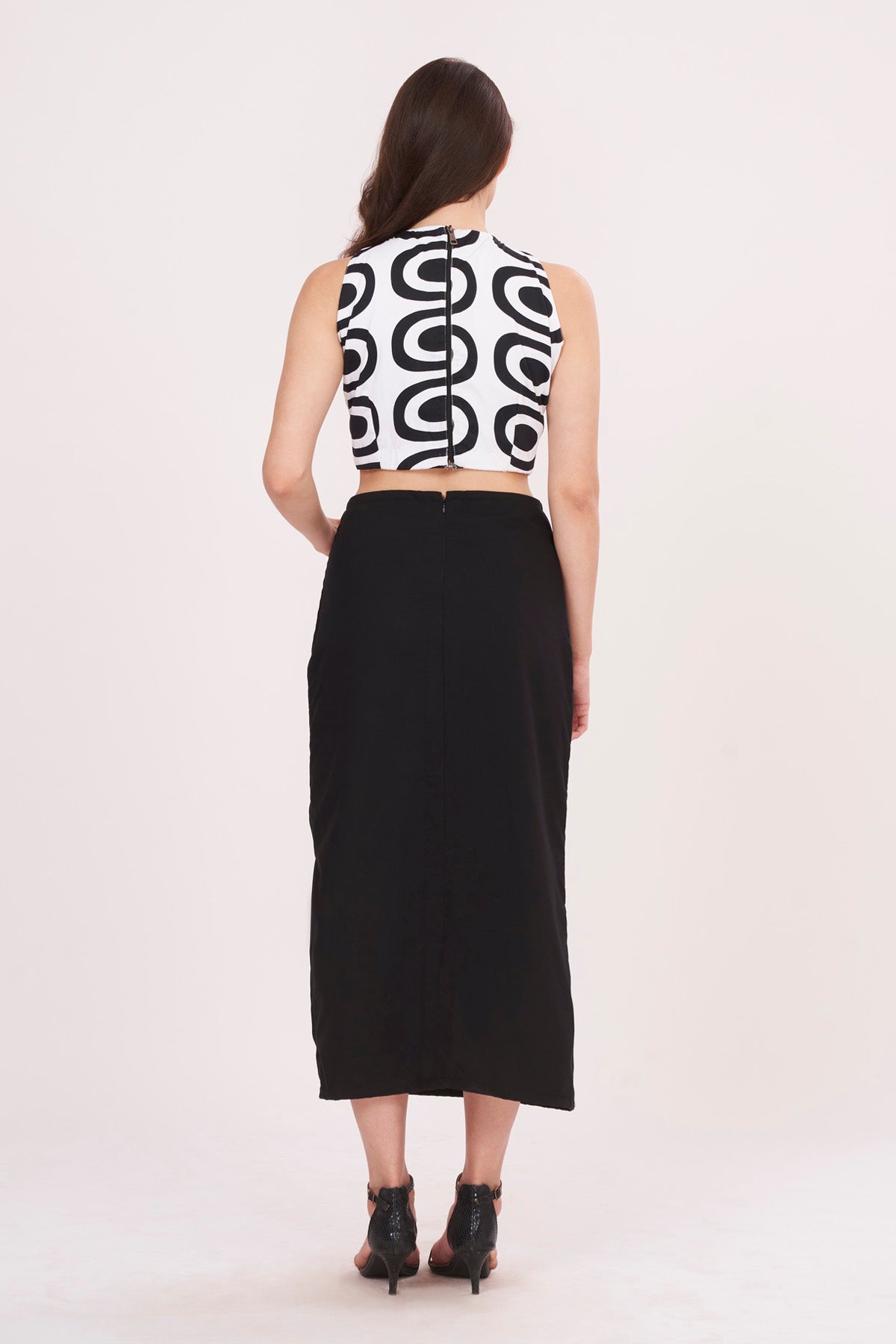 Black Crepe Top & Skirt Set