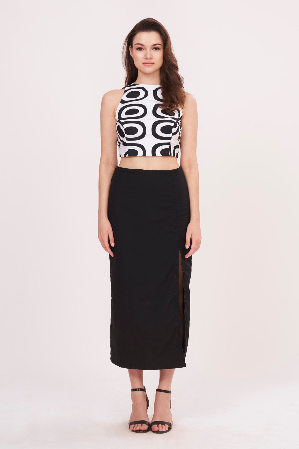 Black Crepe Top & Skirt Set