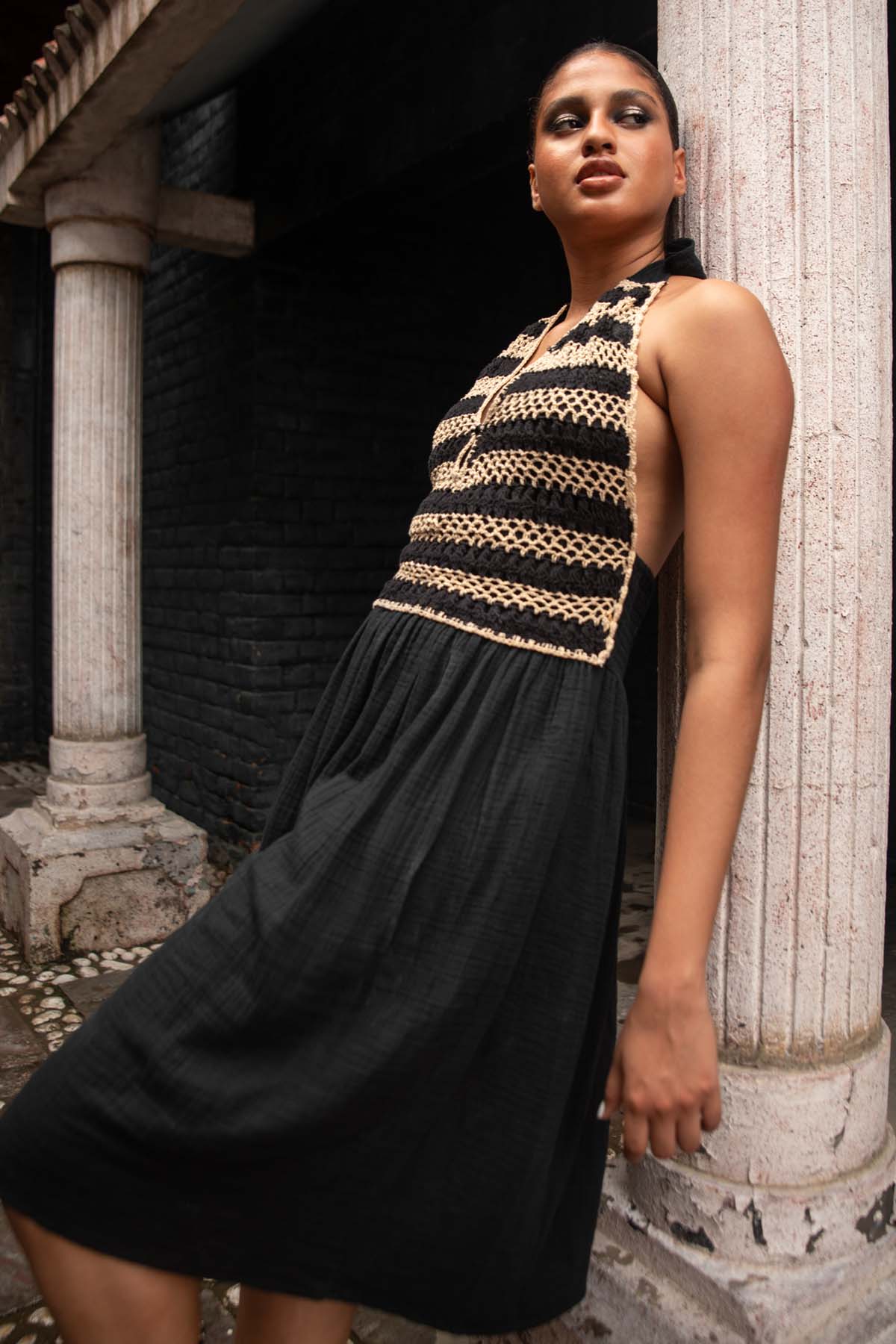 Black Crochet Cotton Dress