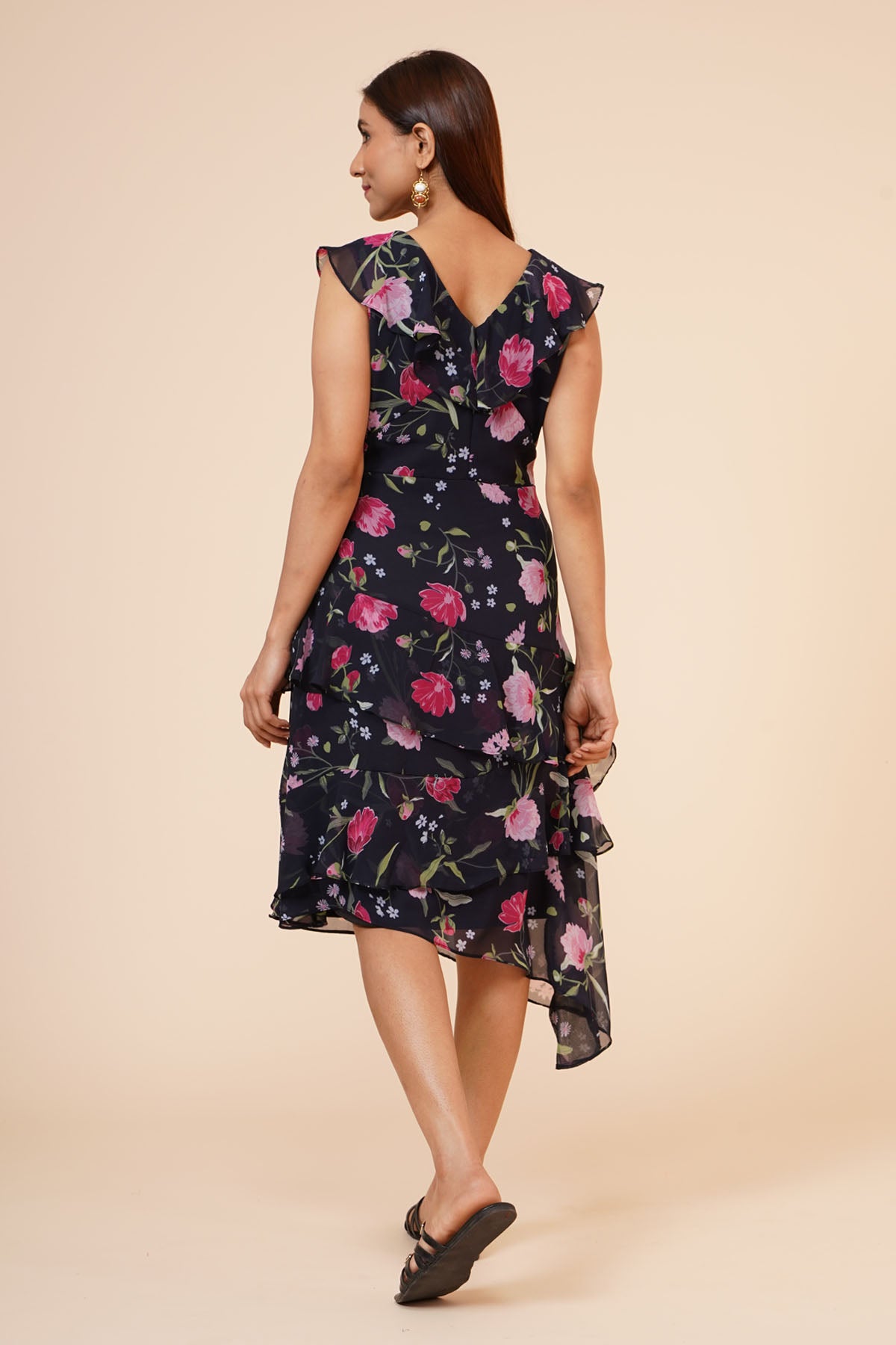 Black Digital Floral Dress