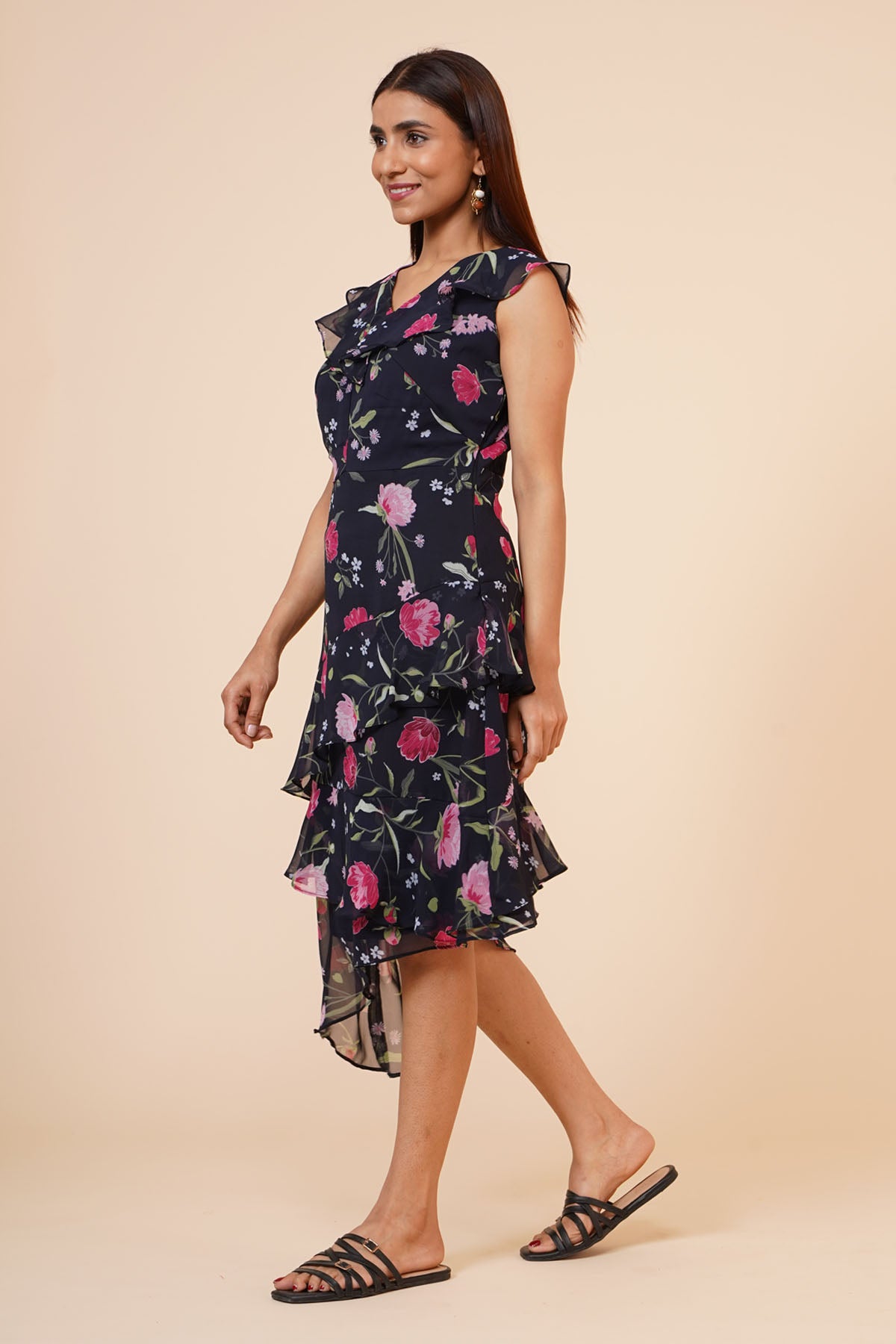Black Digital Floral Dress