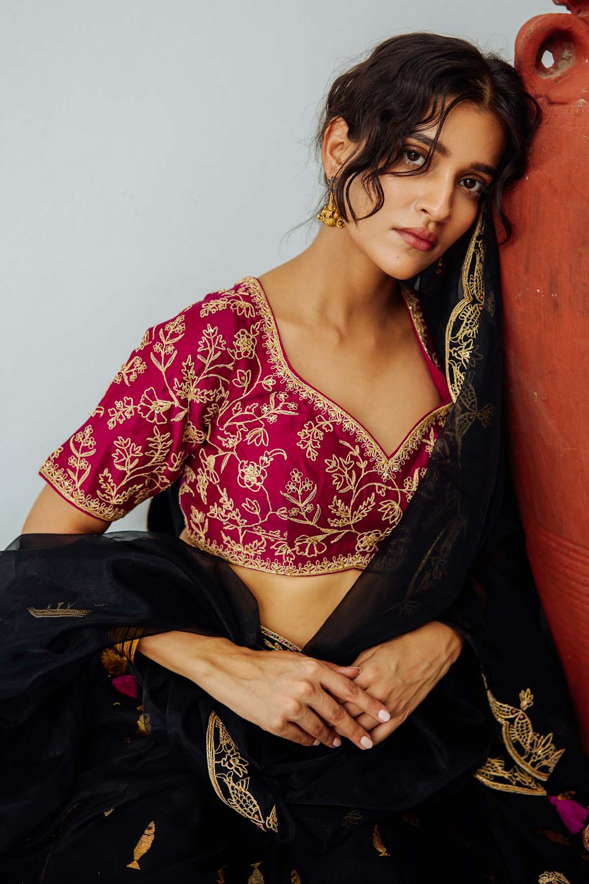 Black Dori Embroidered Lehenga Set