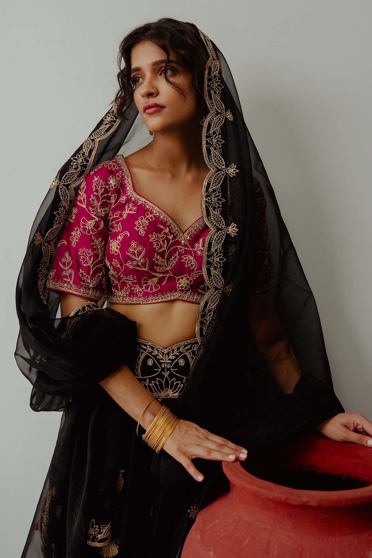 Black Dori Embroidered Lehenga Set