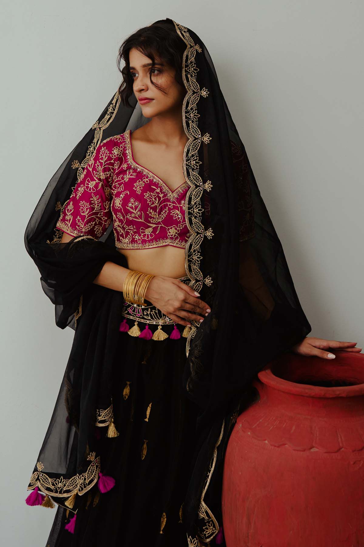 Black Dori Embroidered Lehenga Set