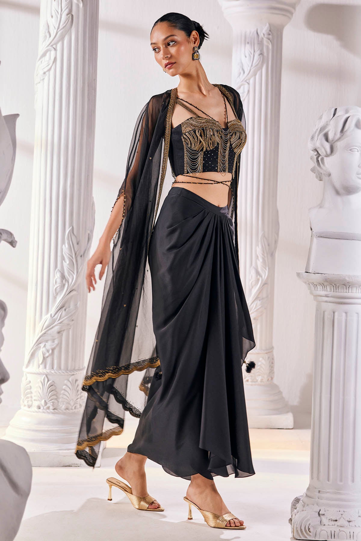 Black Drape Indo-Western Set