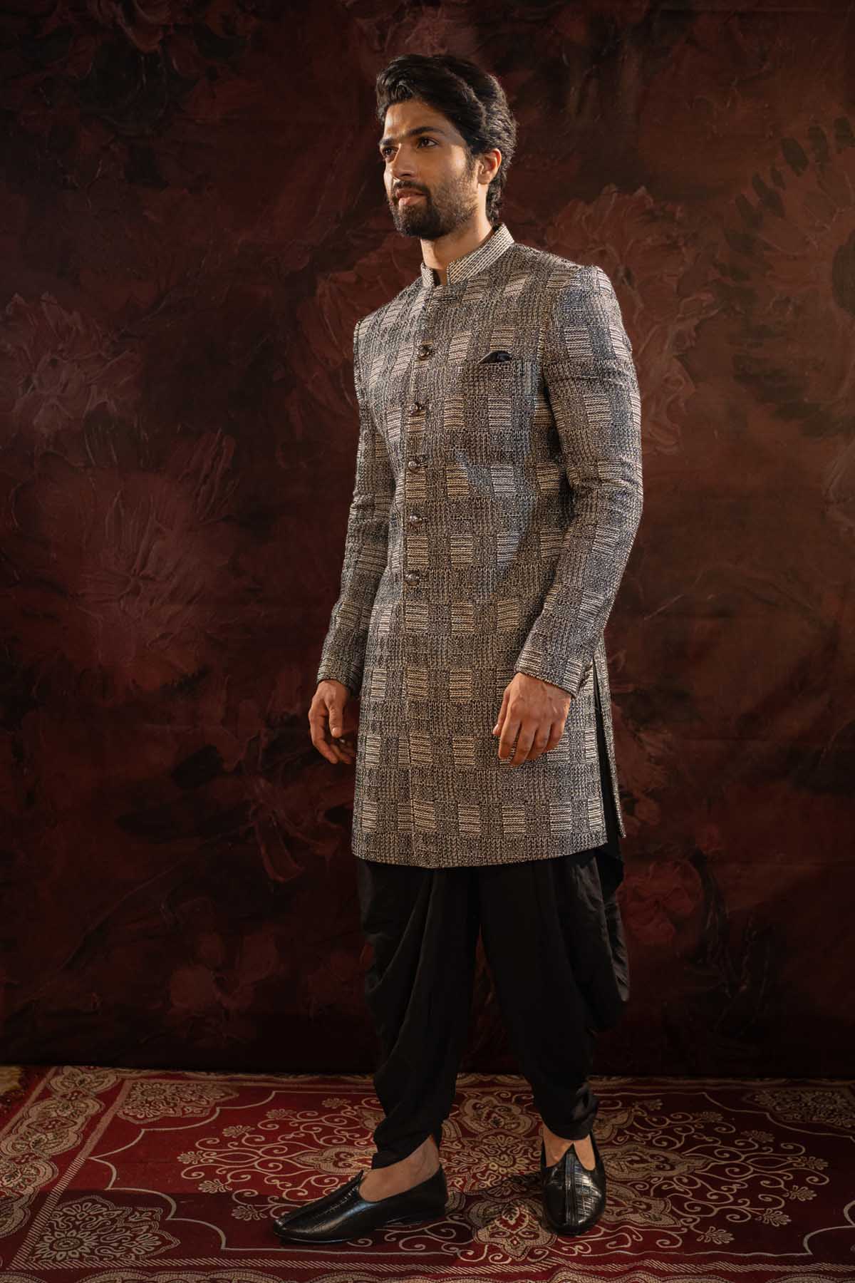 Black Embroidered Bandhgala Set