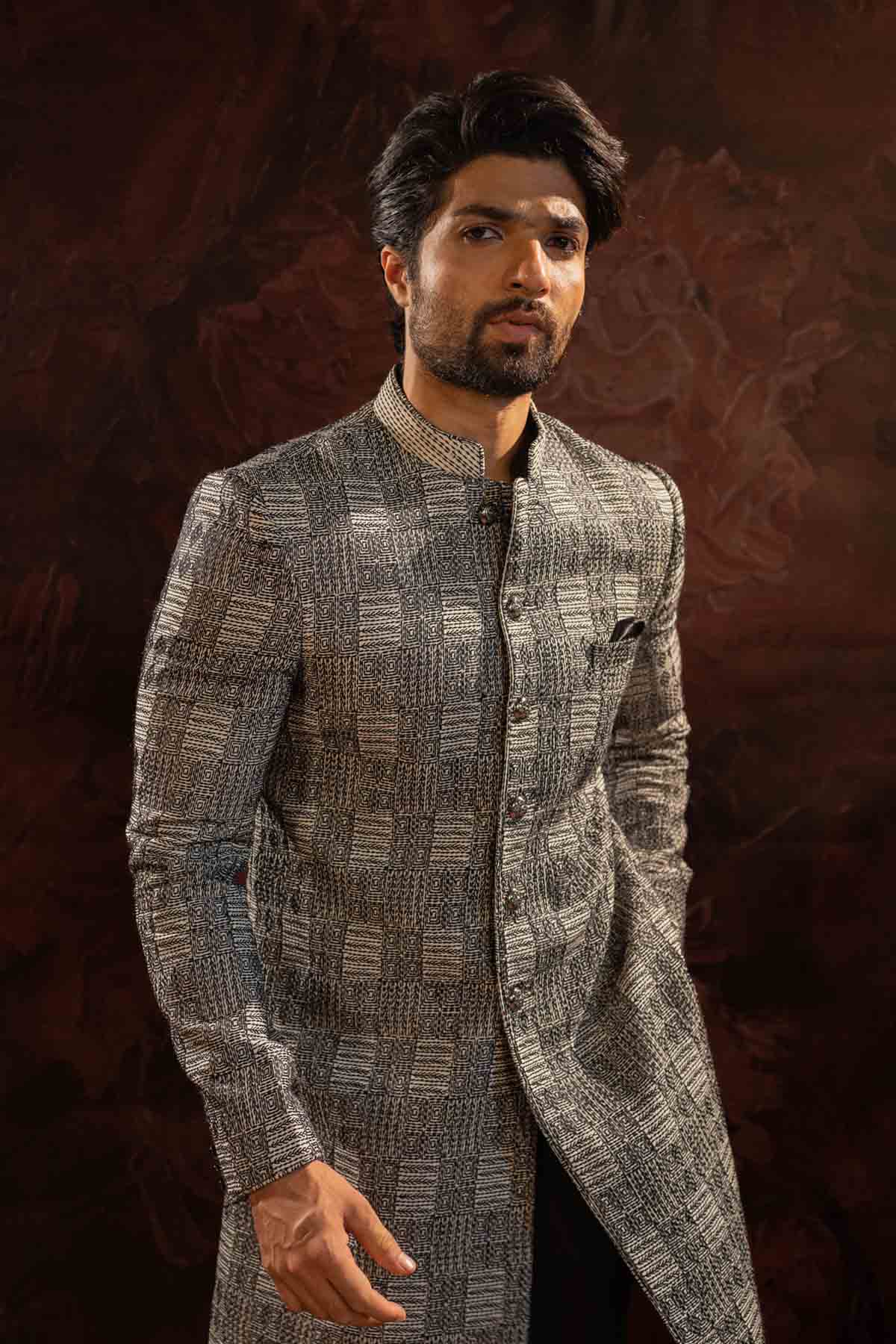 Black Embroidered Bandhgala Set