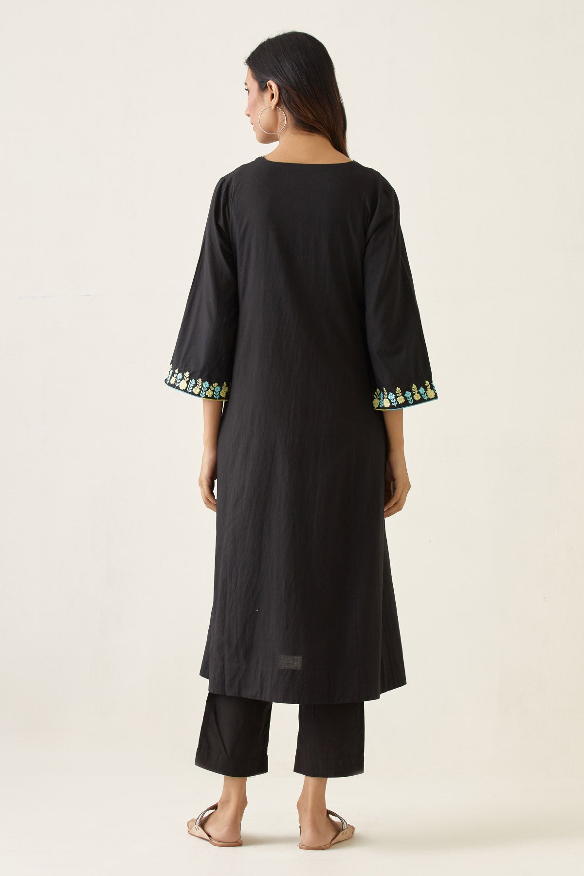 Black Embroidered Kalidar Set