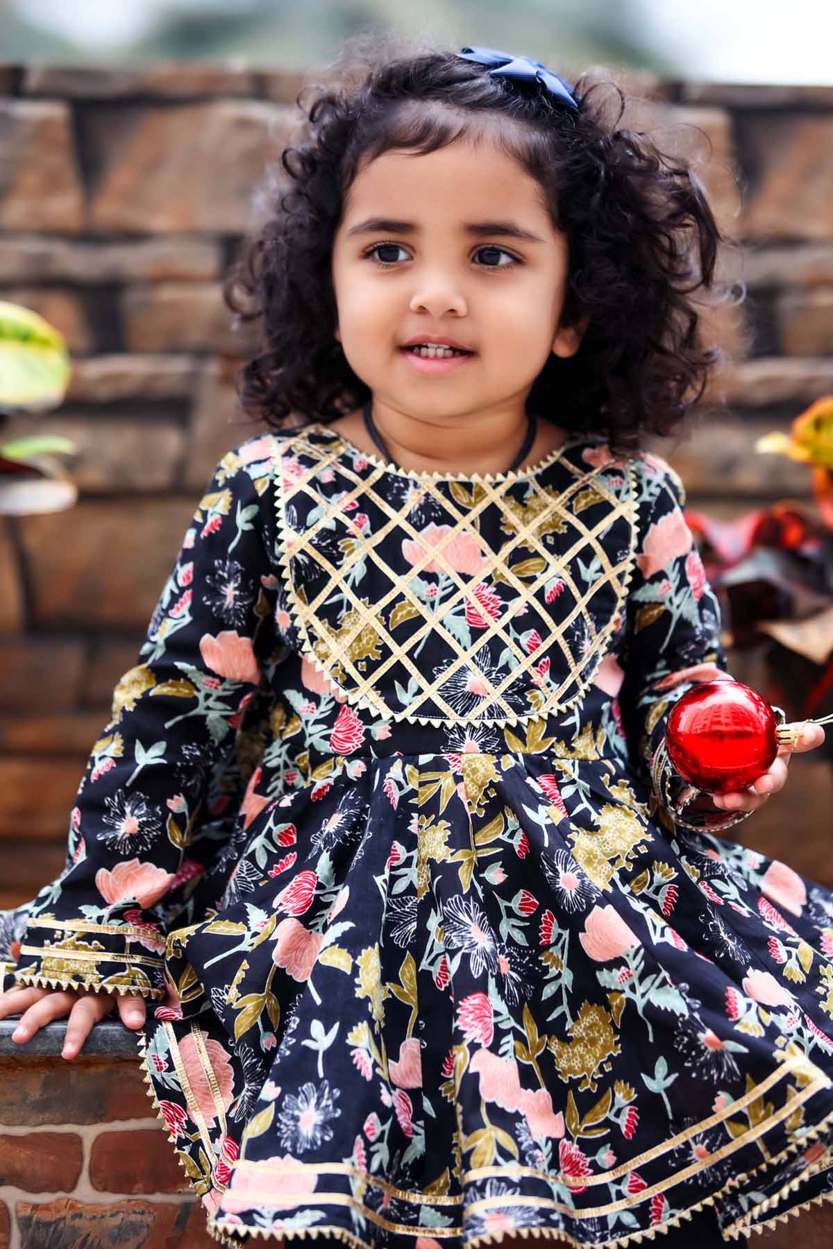 Black Floral Gota Anarkali Set