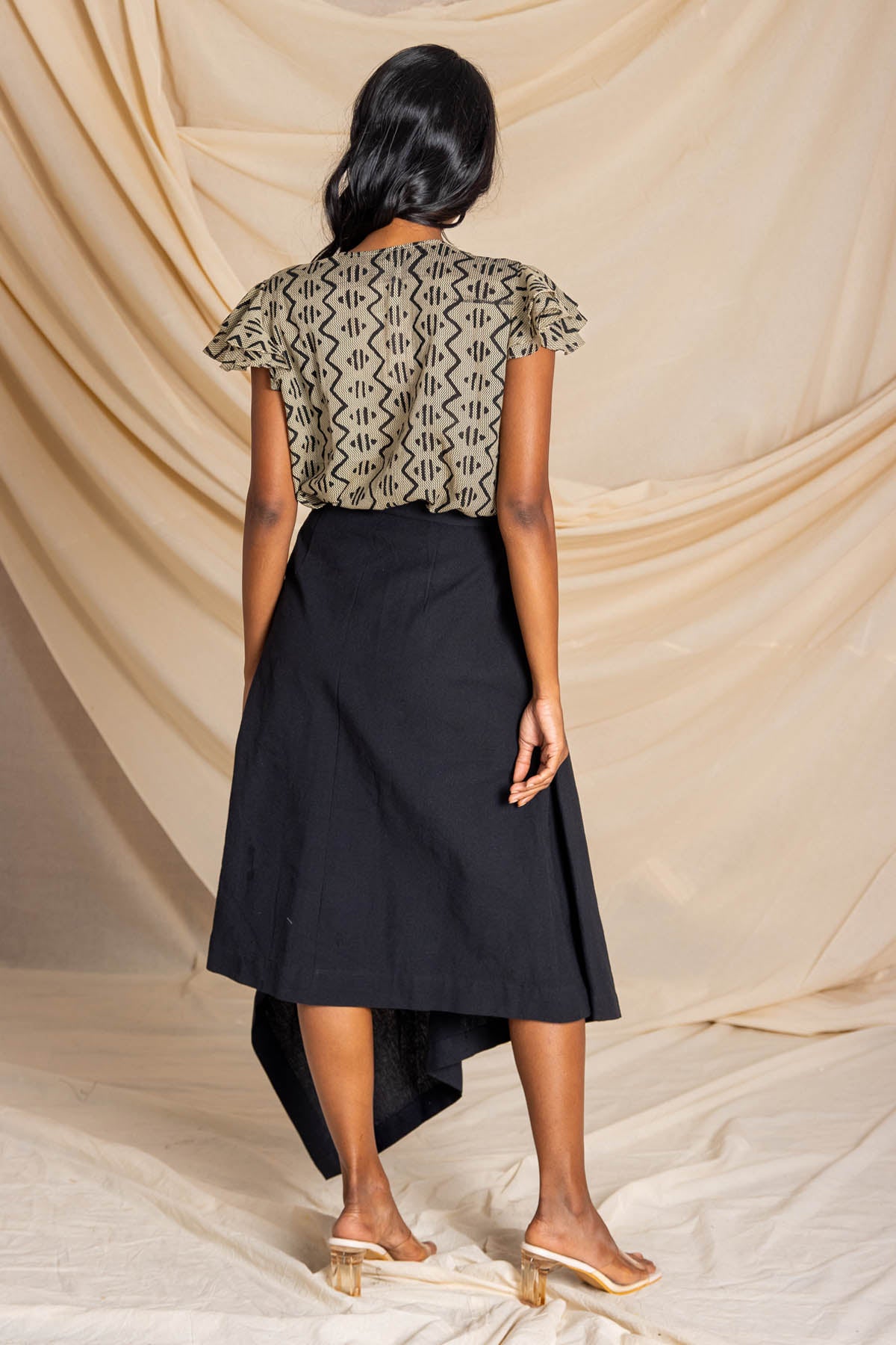 Black Front Drape Skirt