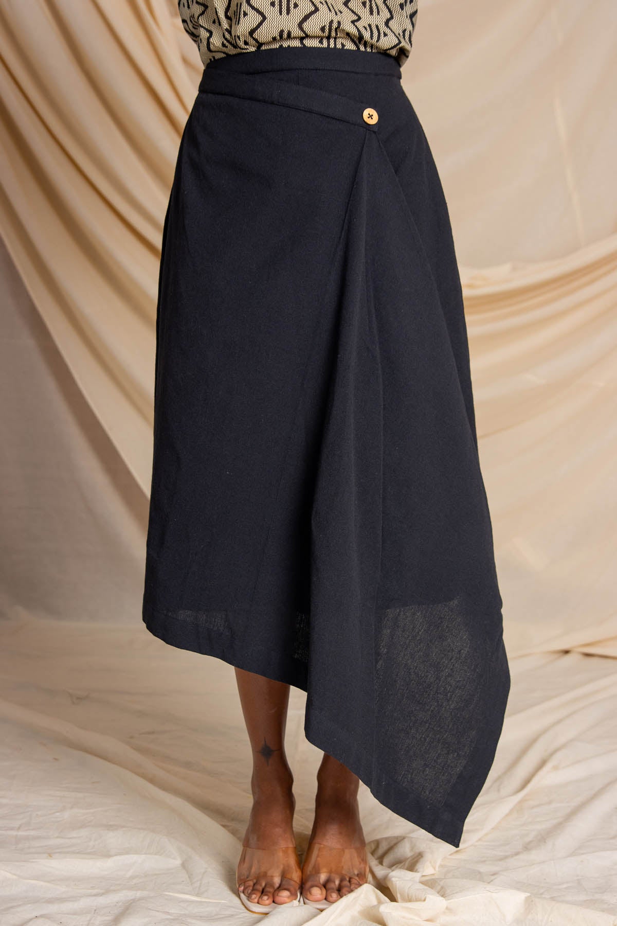 Black Front Drape Skirt