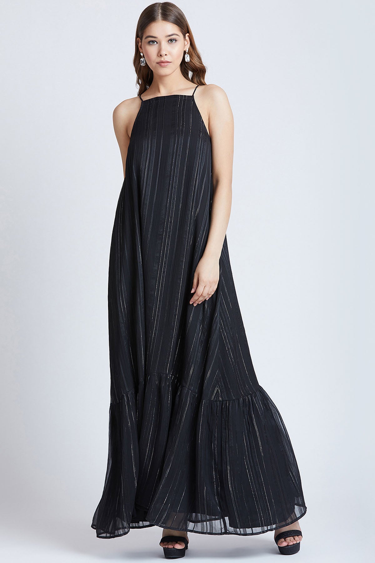 Black Georgette Sleeveless Dress