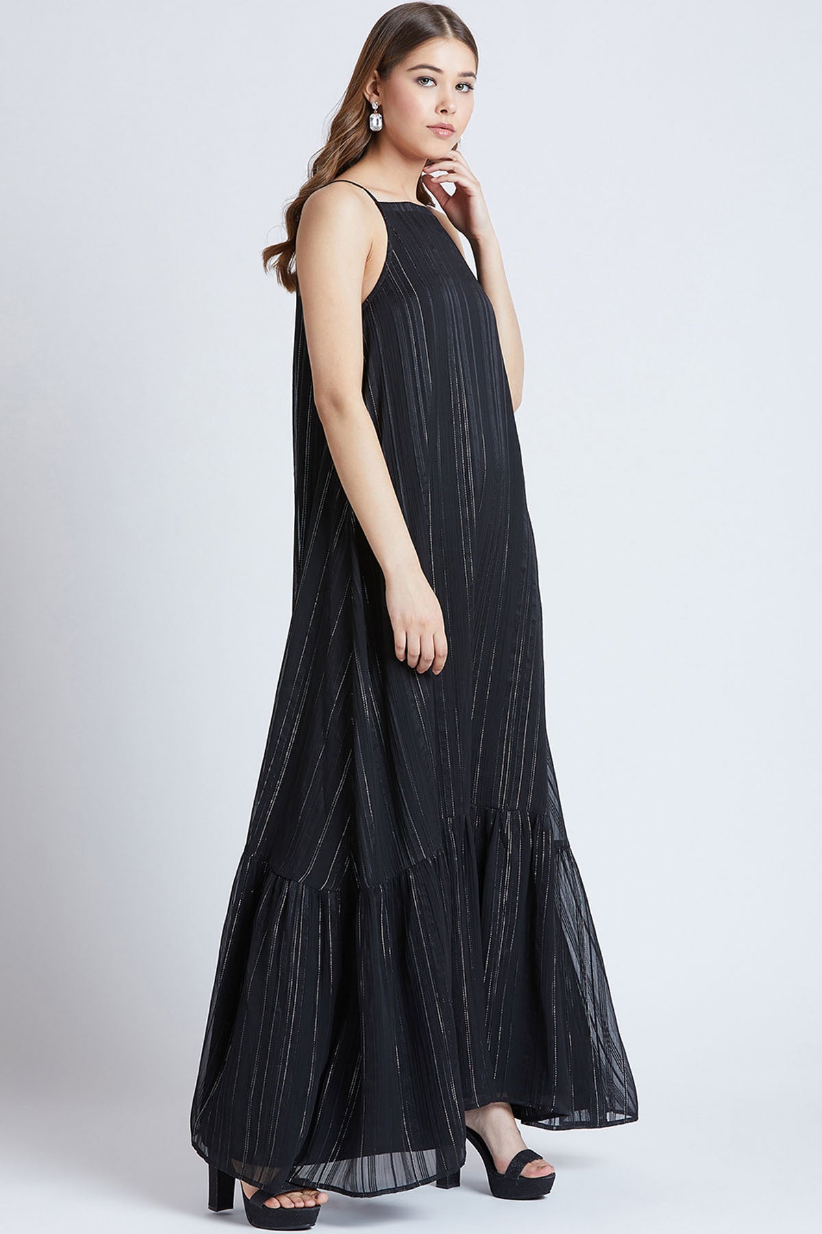 Black Georgette Sleeveless Dress