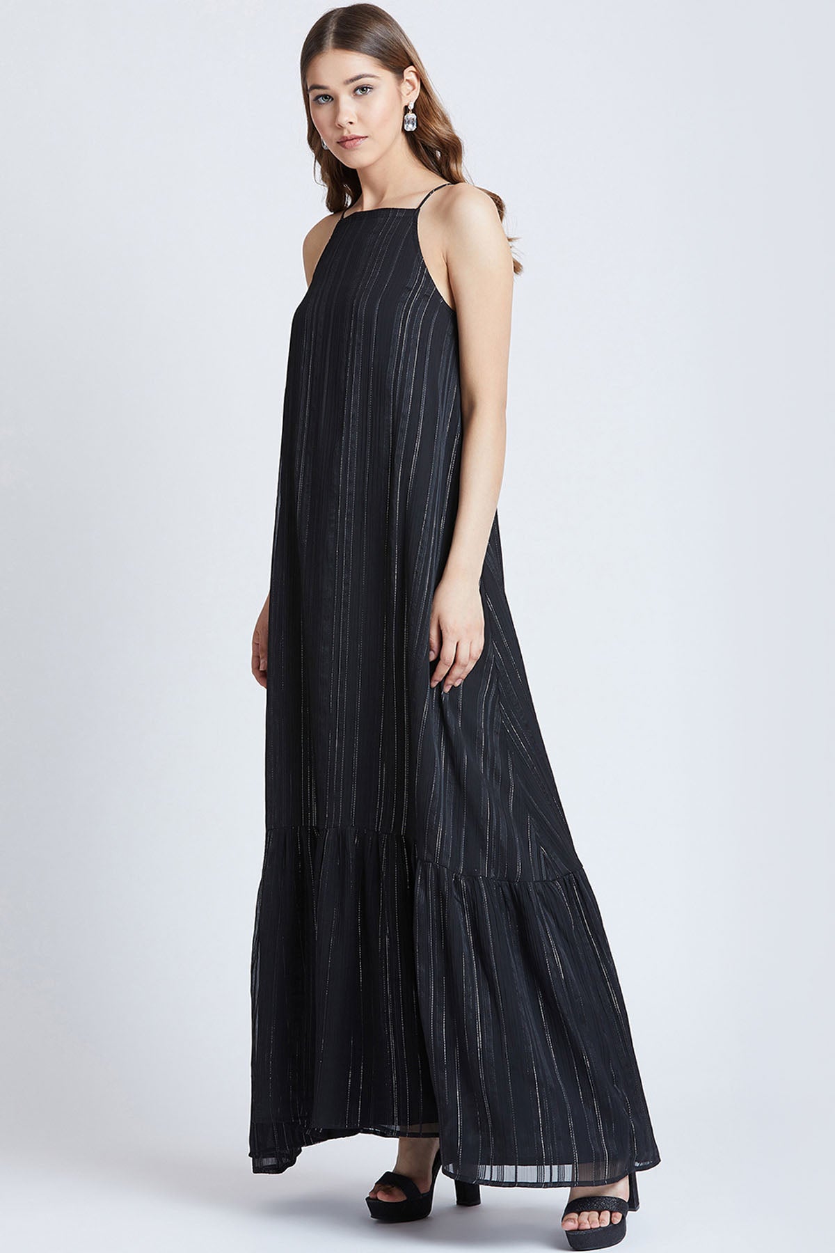 Black Georgette Sleeveless Dress