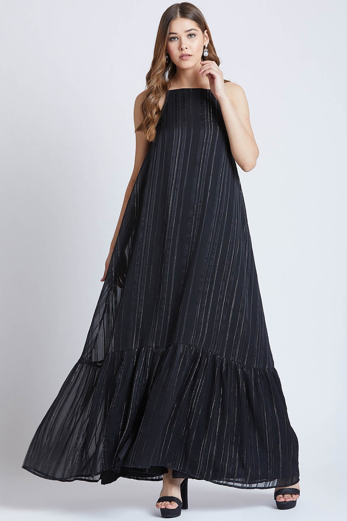 Black Georgette Sleeveless Dress