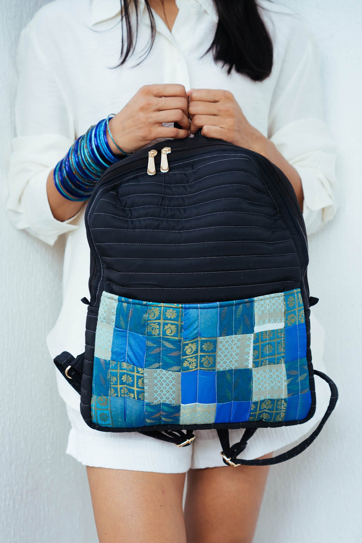 Black Godhadi Patchwork Silk Bag