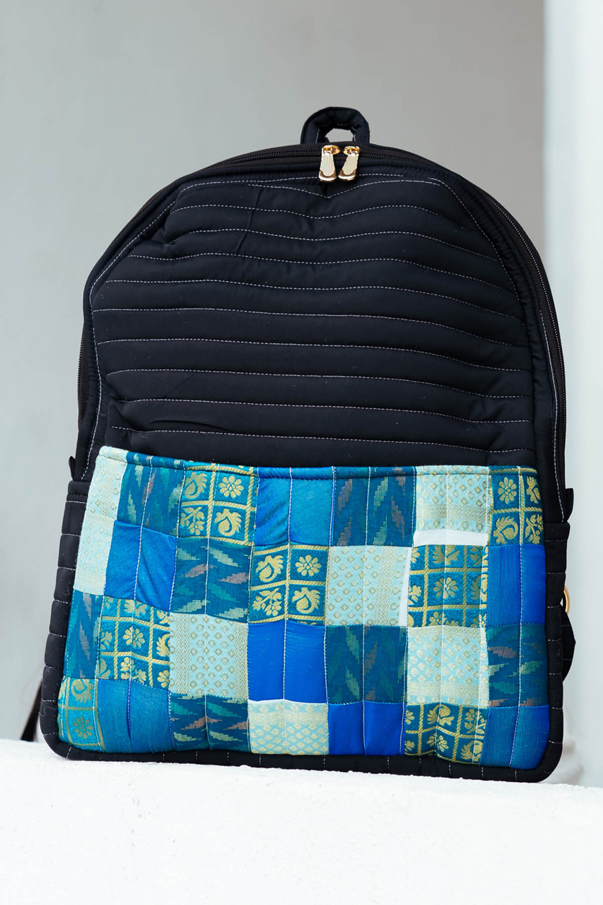 Black Godhadi Patchwork Silk Bag