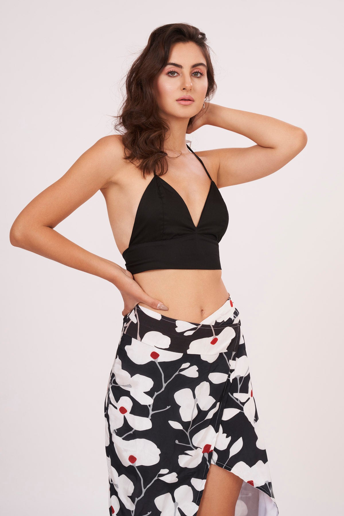 Black Halter Neck Top & Skirt Set